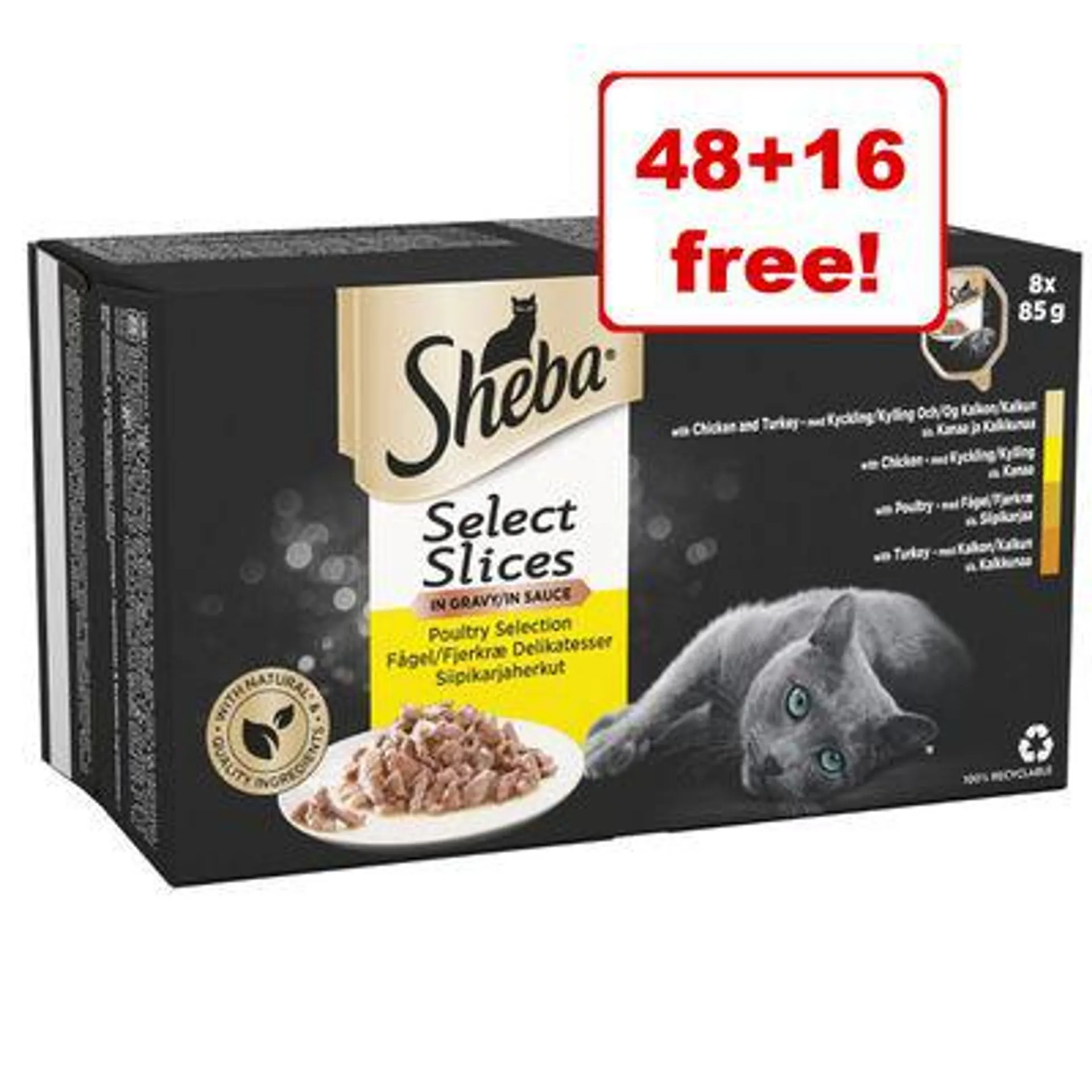 64 x 85g Sheba Wet Cat Food - 48 + 16 Free!*