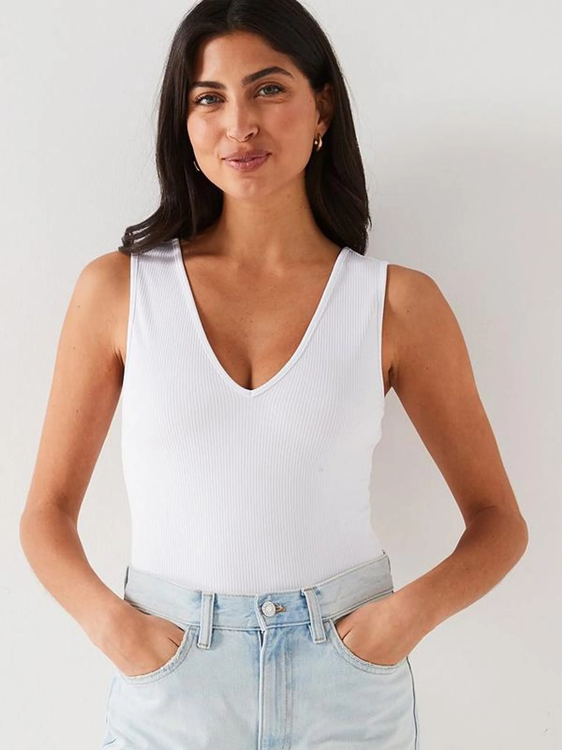 Wide Strap Bodysuit - White