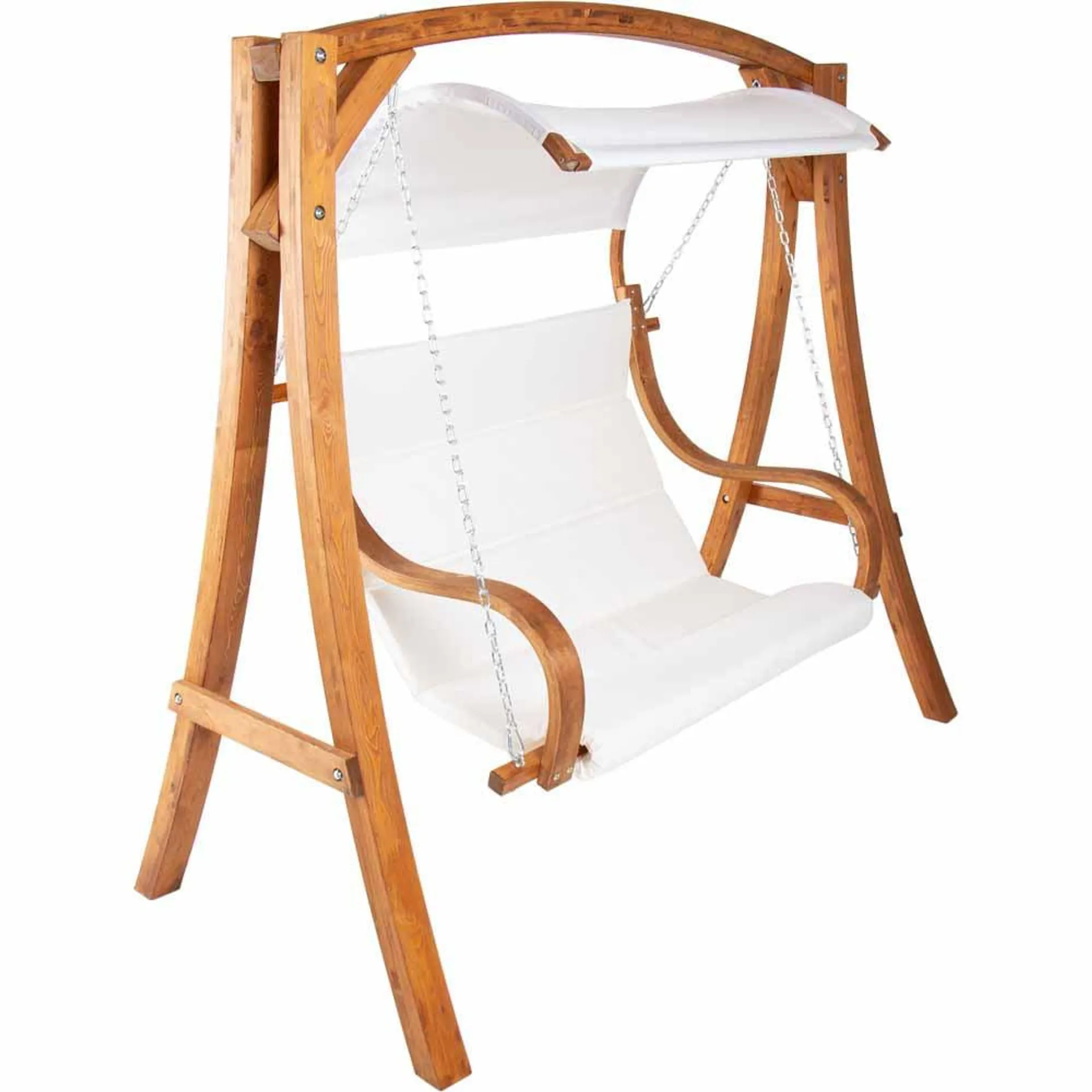 Charles Bentley 2 Seater Wooden Garden Swing Chair With Canopy