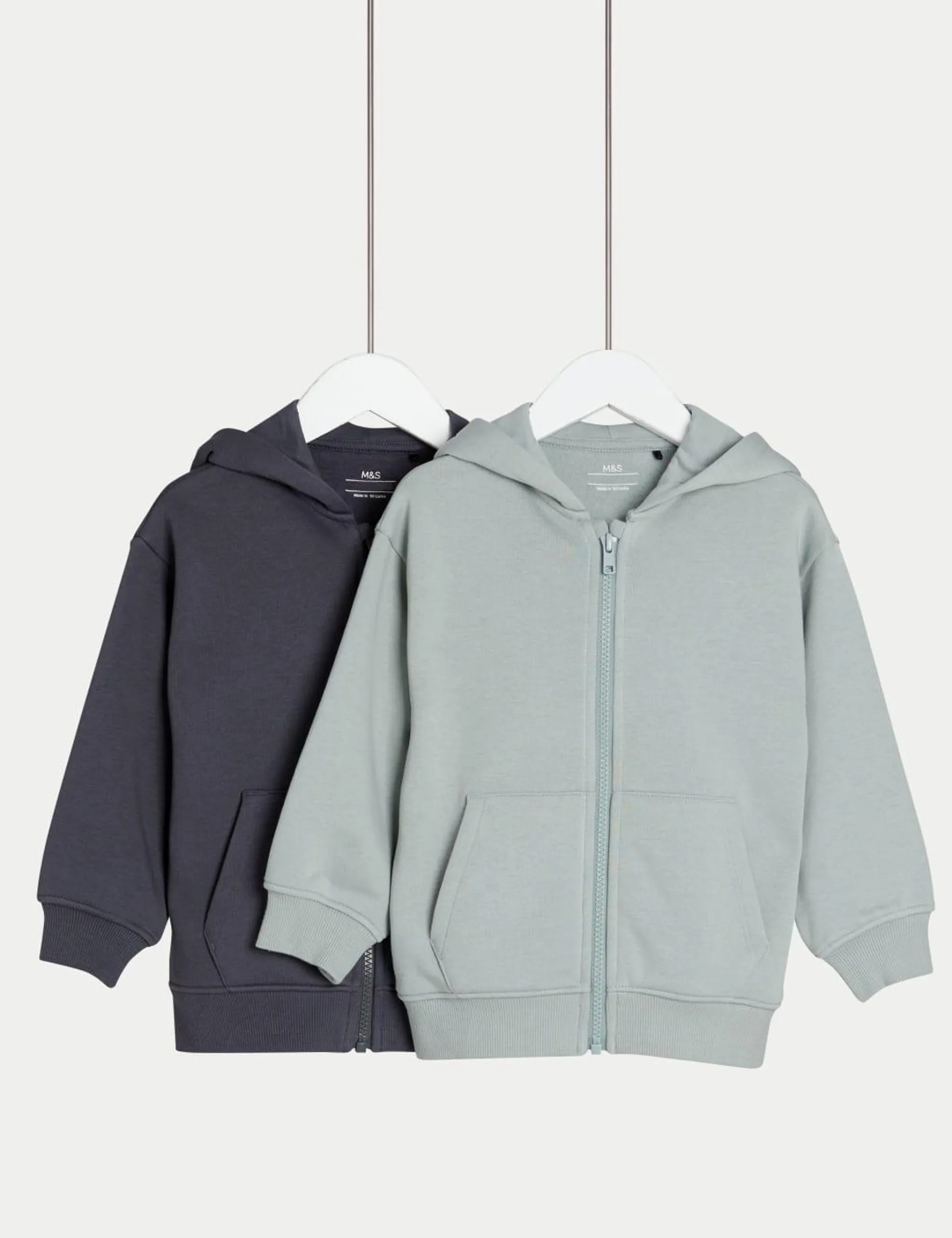 2pk Cotton Rich Zip Hoodies (2-8 Yrs)