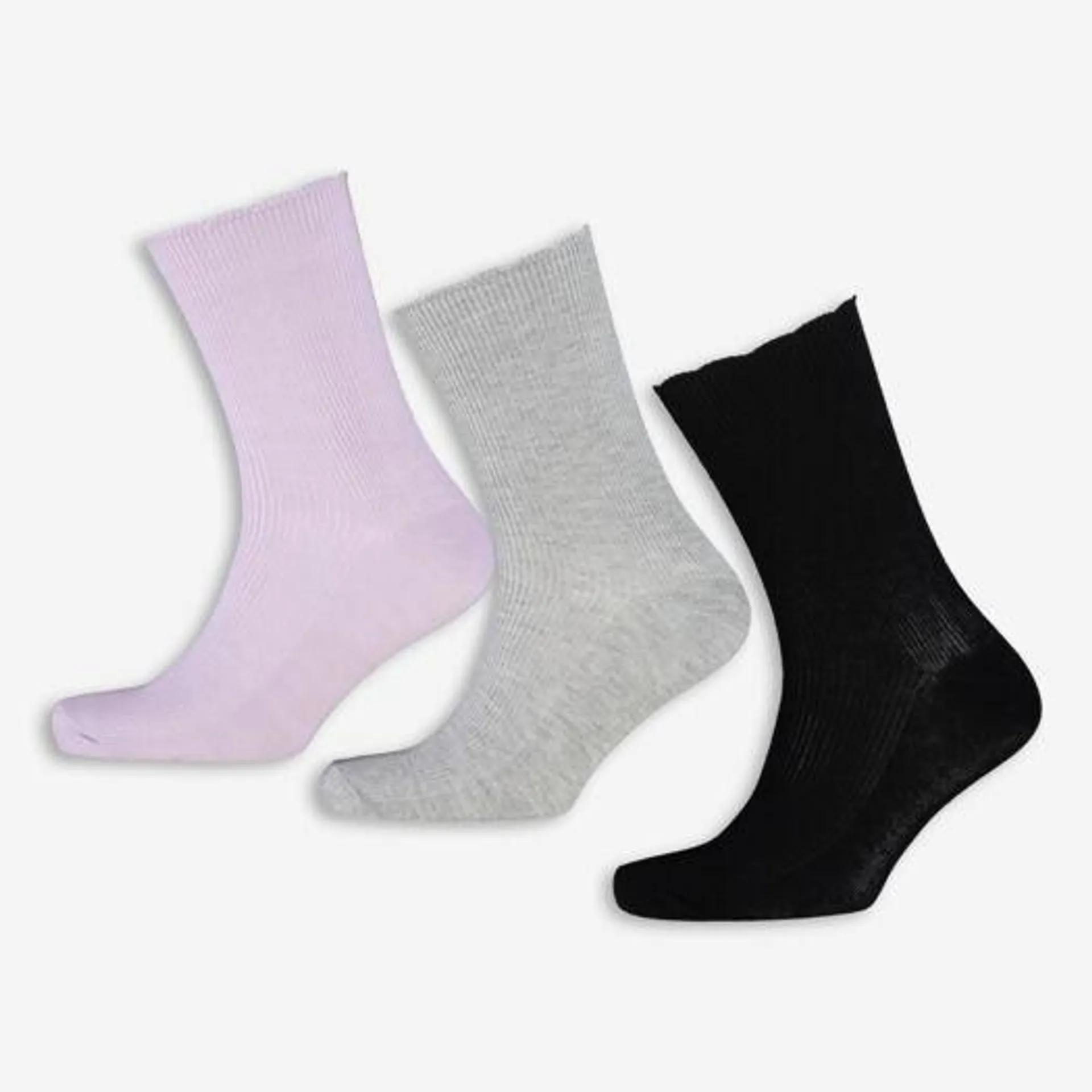 Three Pack Black Grey & Lilac Bamboo Socks