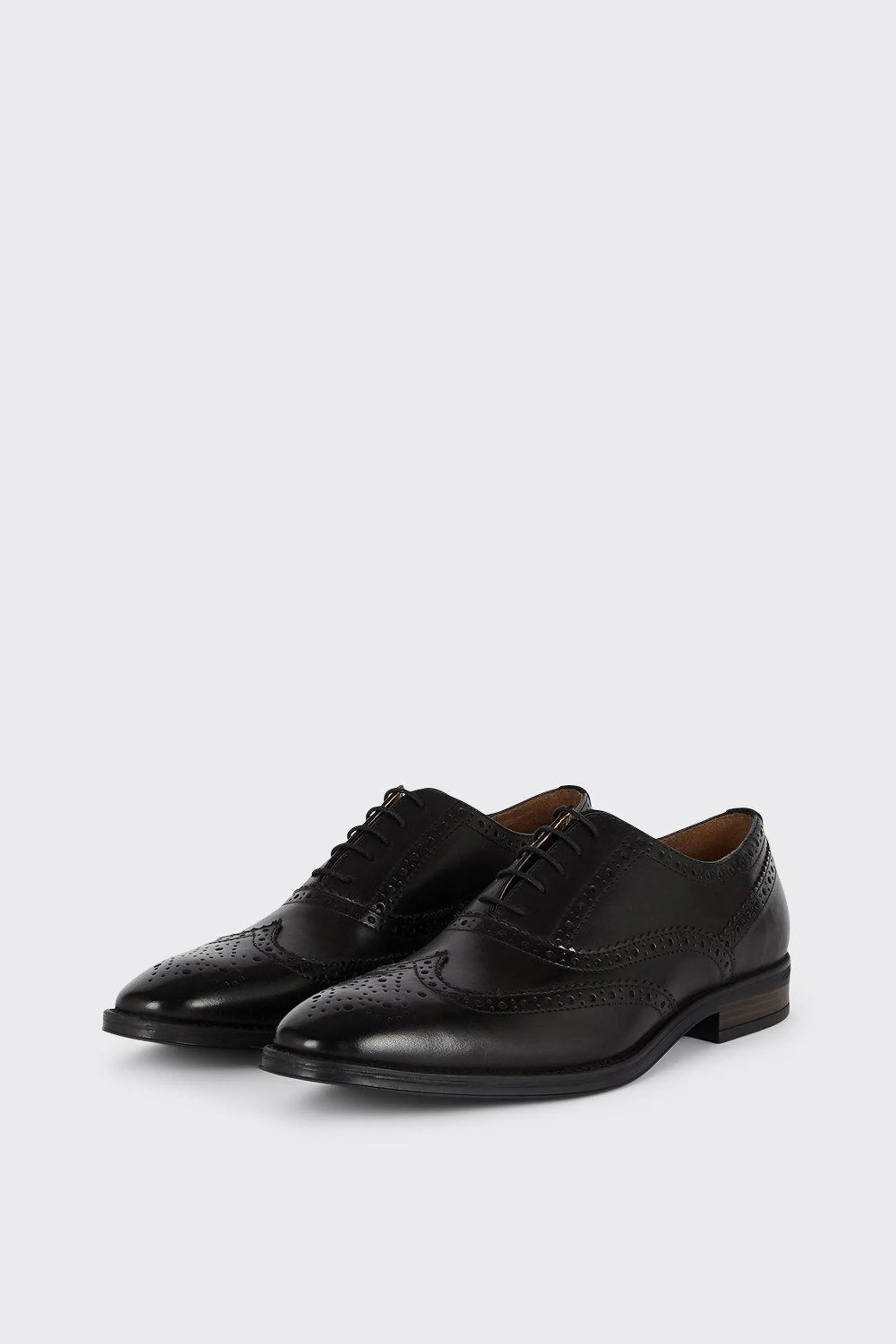Leather Smart Black Oxford Brogue Shoes