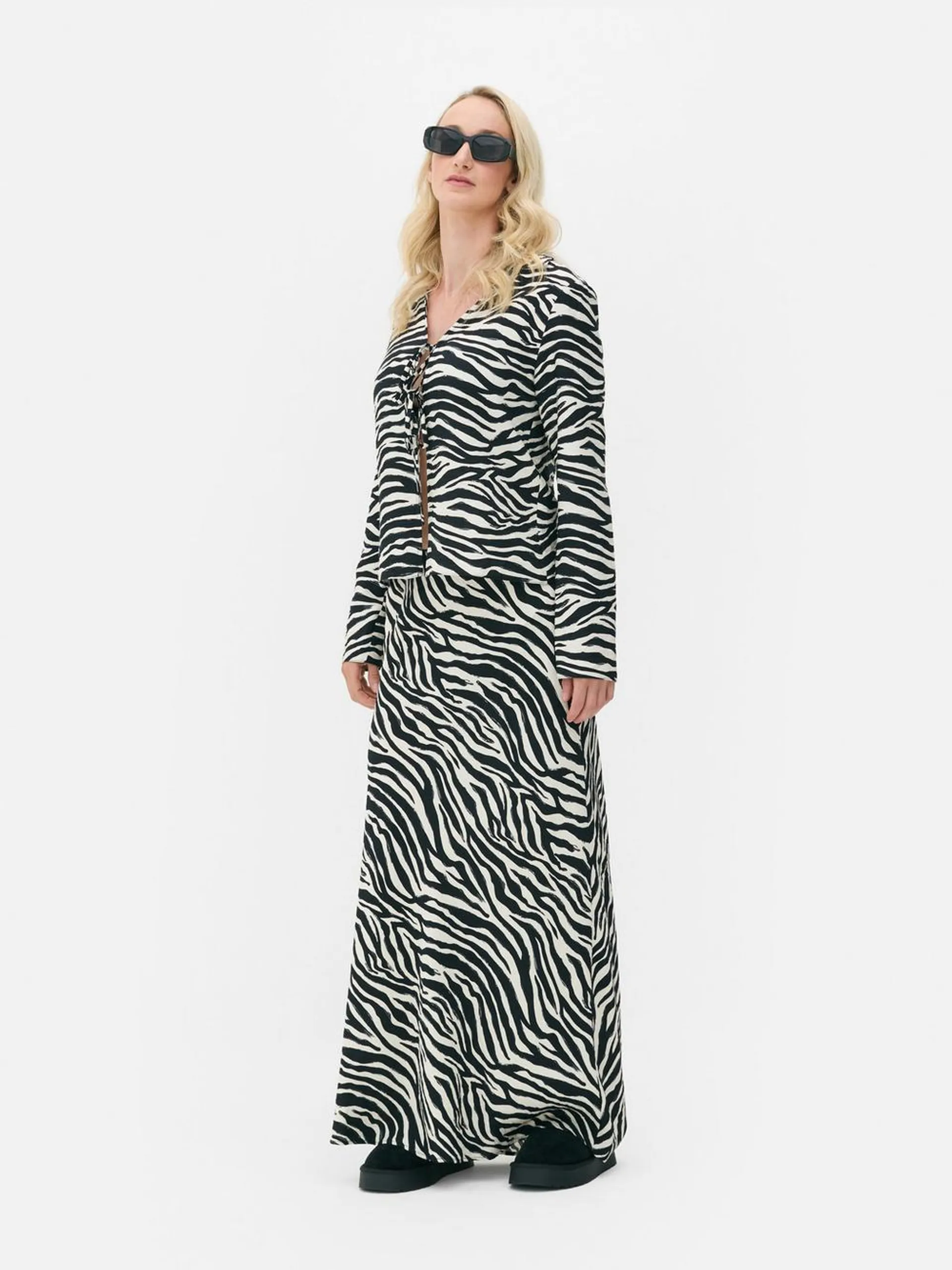 Zebra Print Maxi Skirt