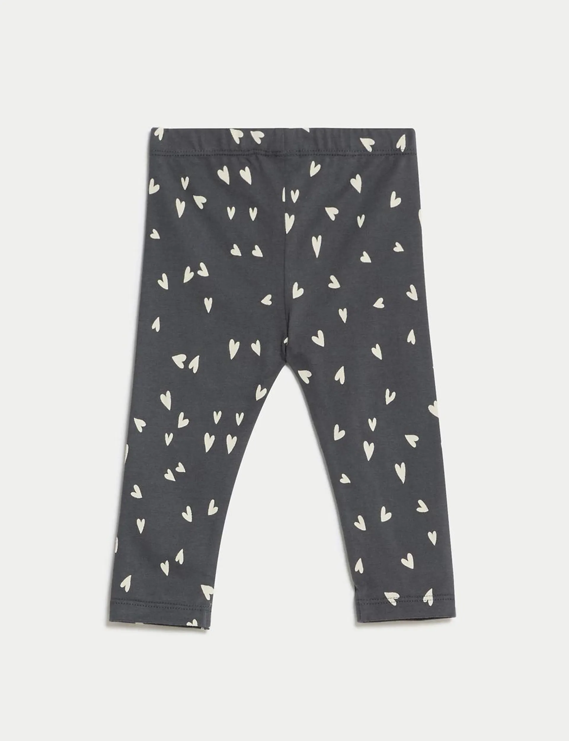 2pk Cotton Rich Heart Leggings (0-3 Yrs)