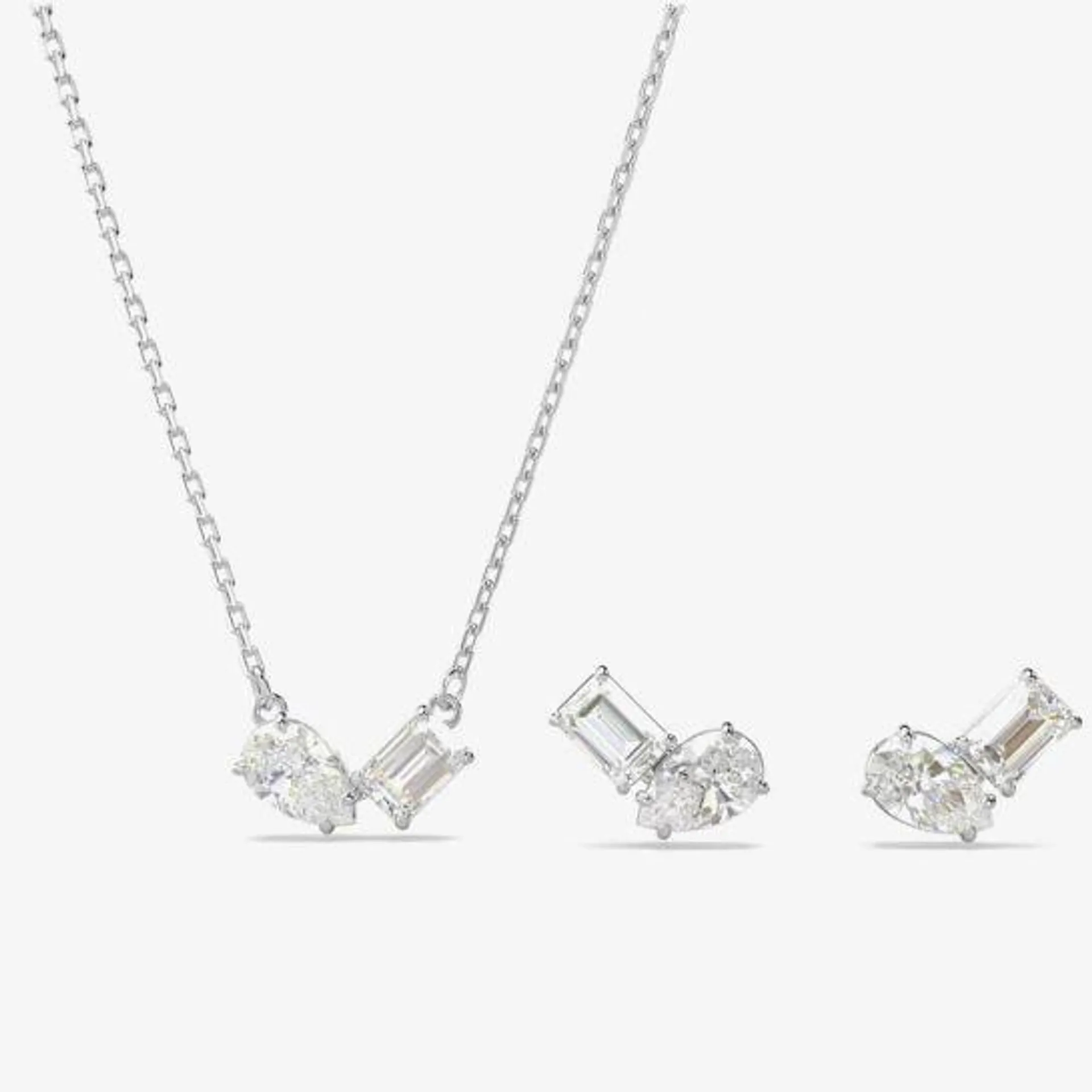 Mesmera Mixed Cuts Rhodium Plated Jewellery Set