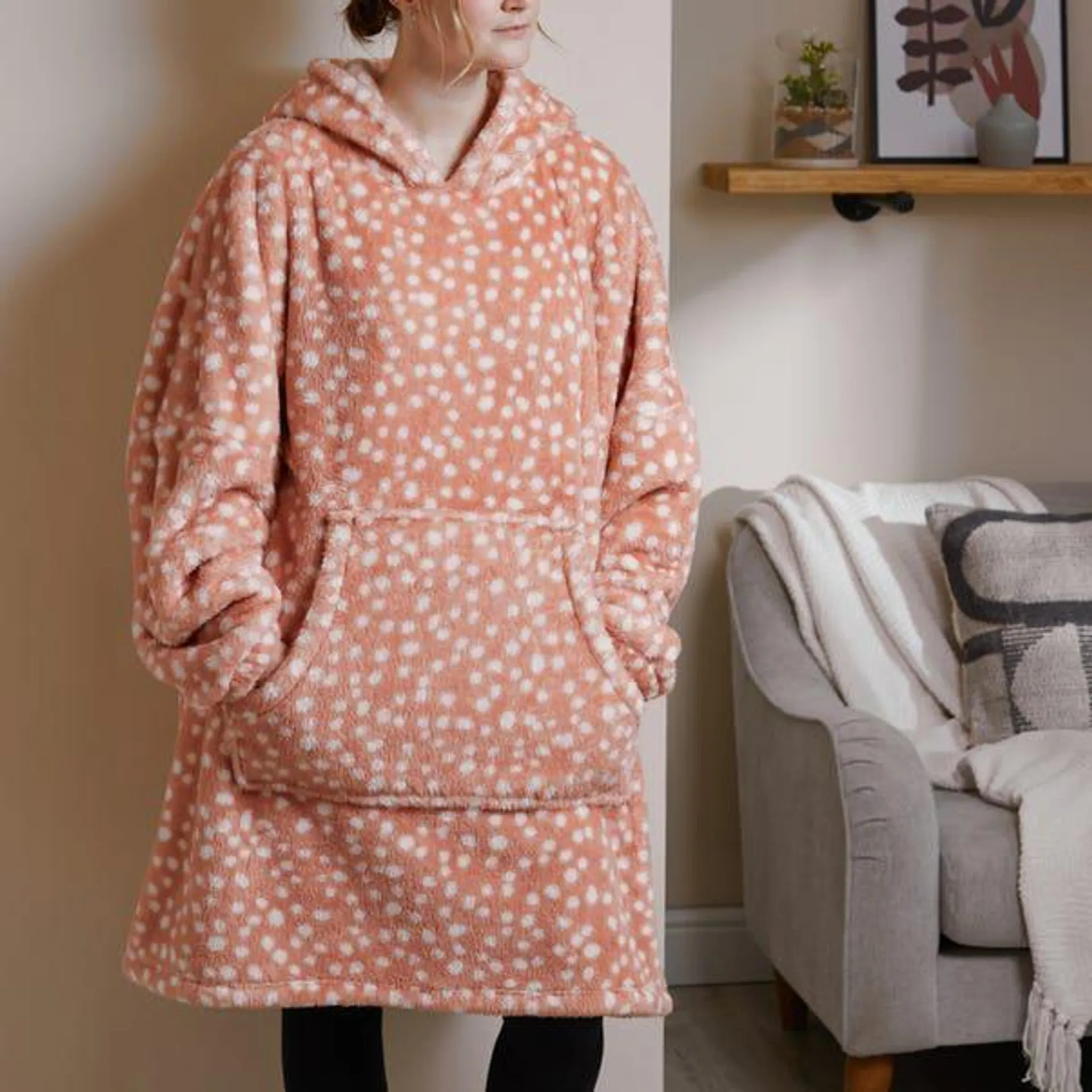 Dotty Pink Oversized Hoodie