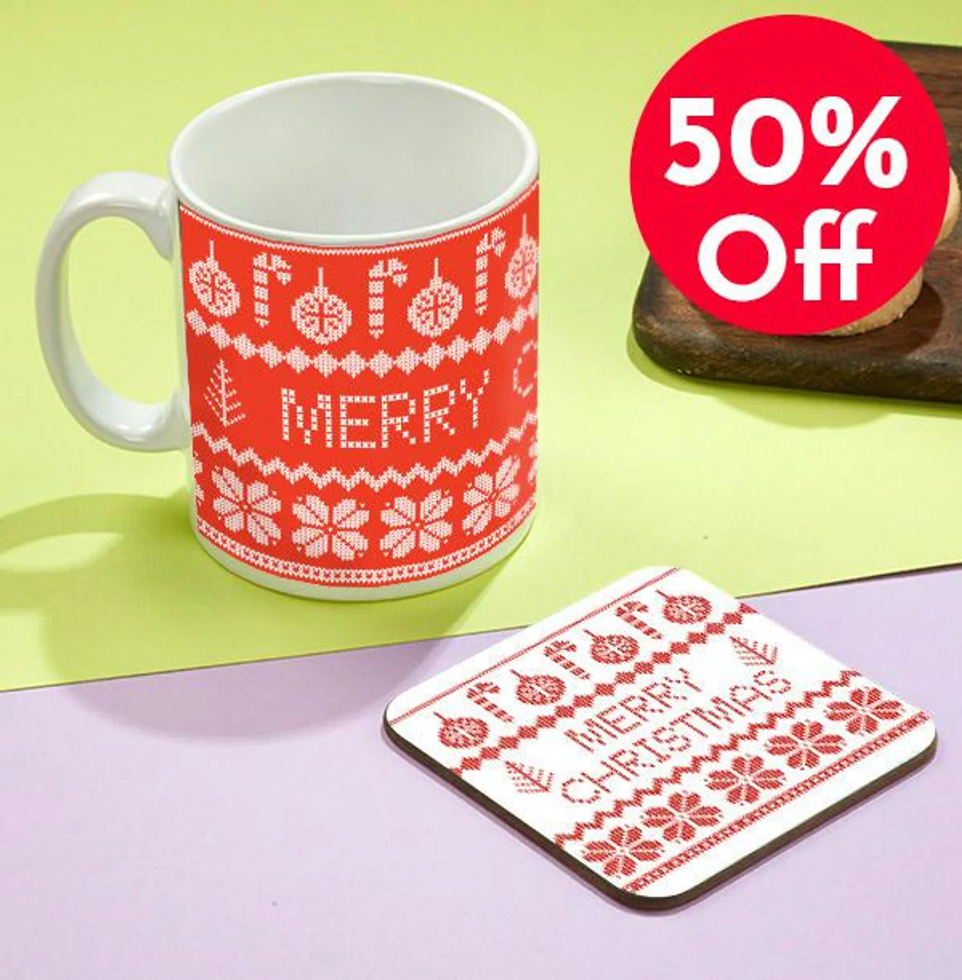 Nordic Christmas Mug & Coaster Set WAS £11.99 NOW £2.99