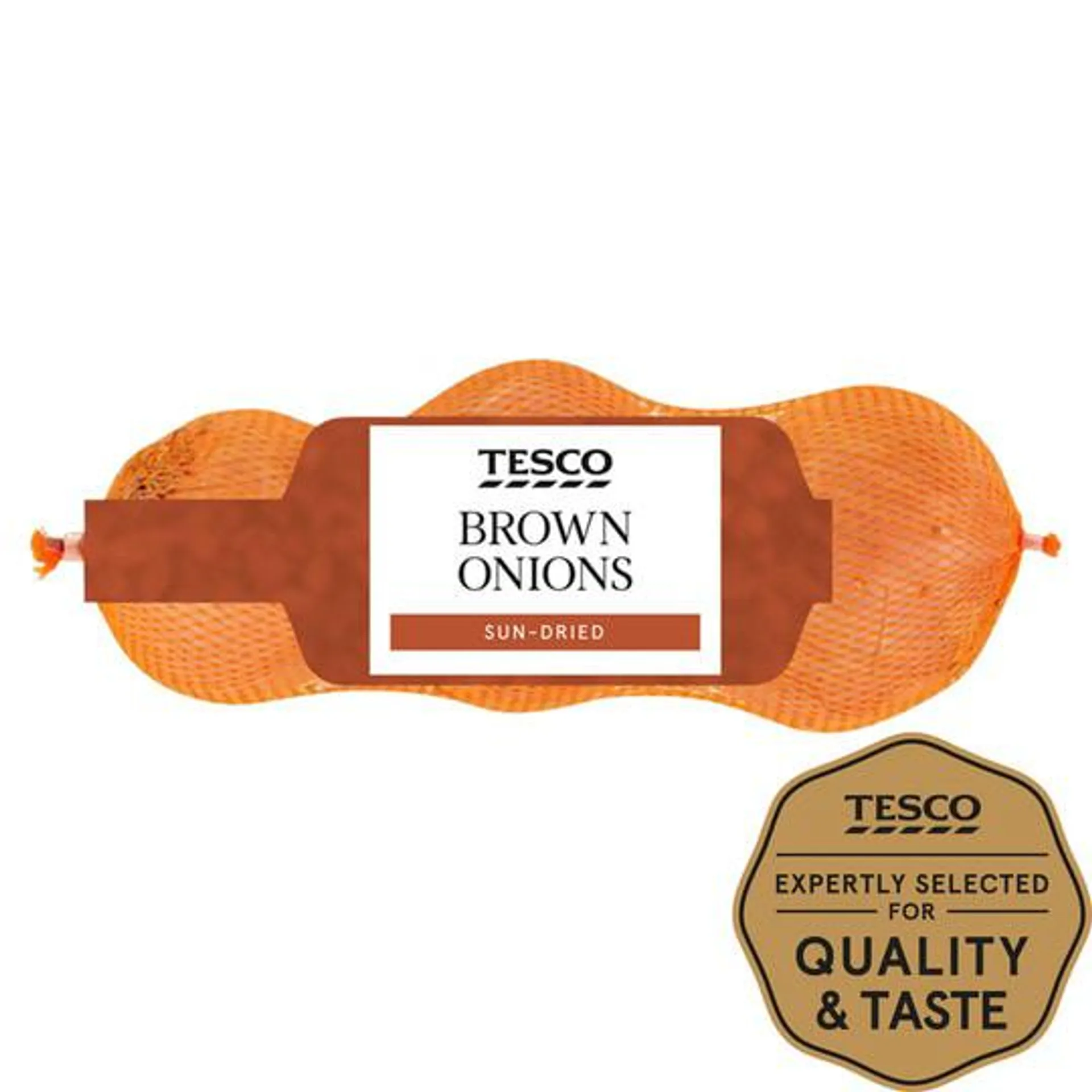 Tesco Brown Onions Minimum 3 Pack 385G