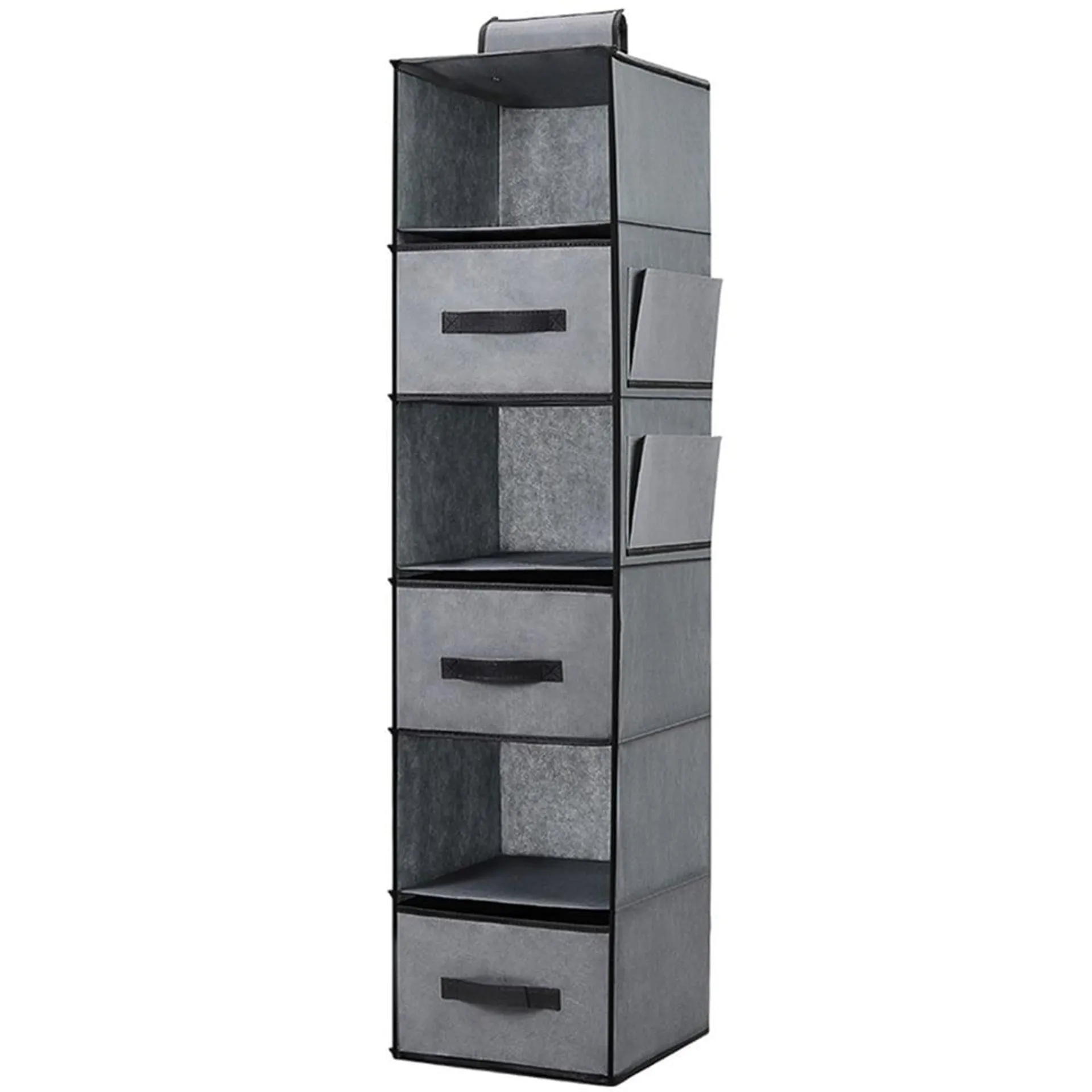 H&O Direct 6 Tier Grey and Black Hanging Closet Organiser