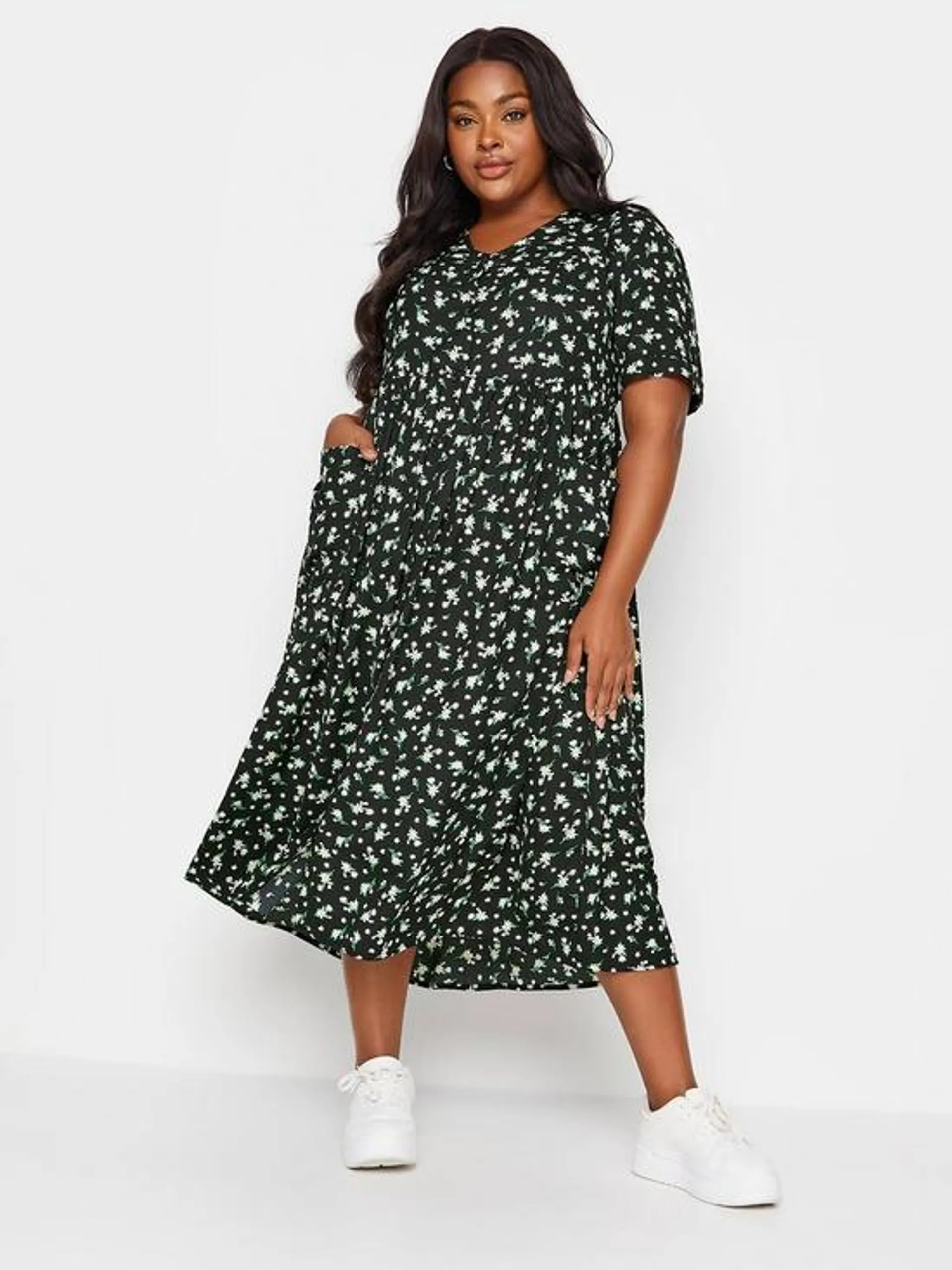 Curve Smock Pocket Midaxi Dress Black Daisy