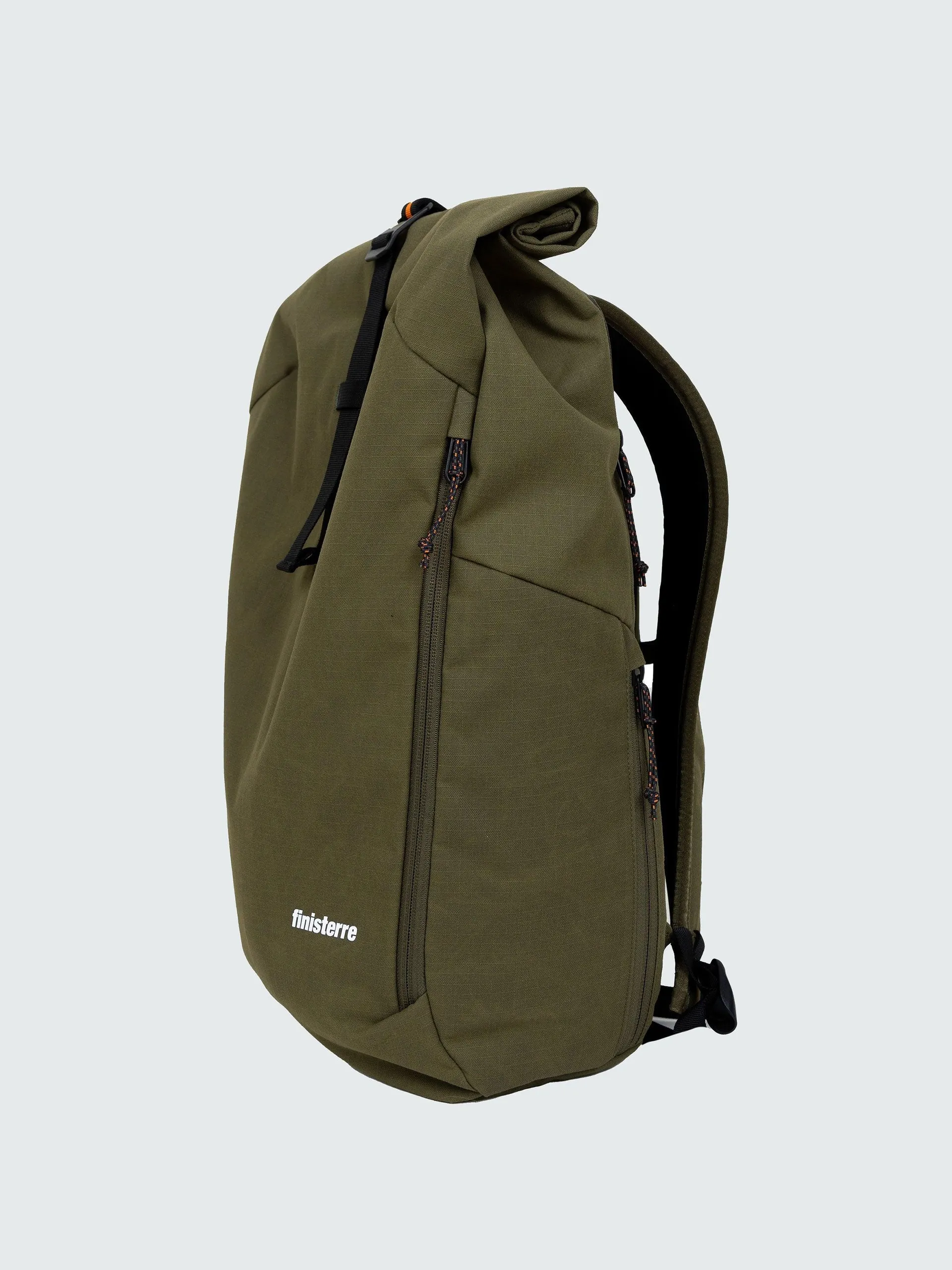 Recycled 23L roll-top backpack in dark olive