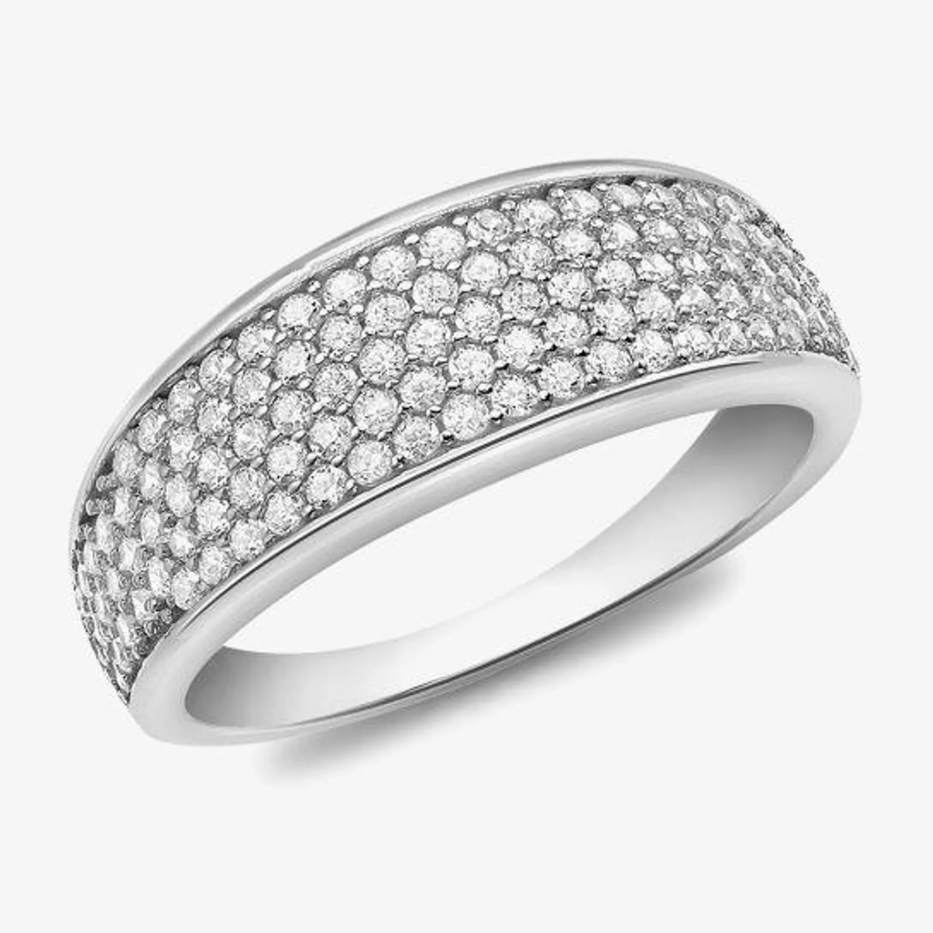 9ct White Gold Pave Crystal Tapered Ring 5.84.9569