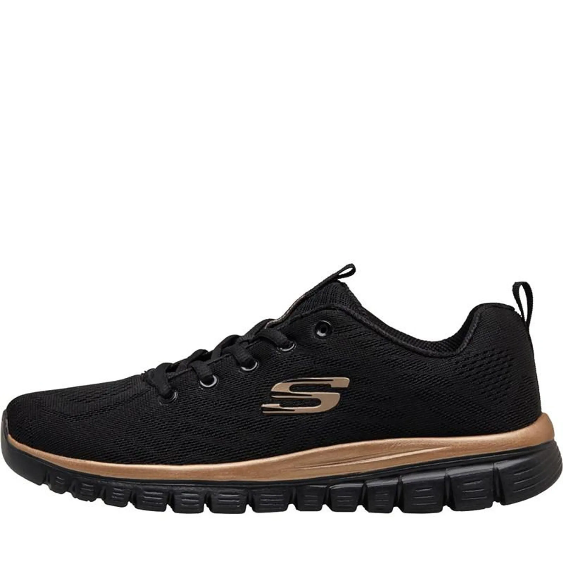 SKECHERS Womens Graceful Get Connected Trainers Black/​Rose Gold