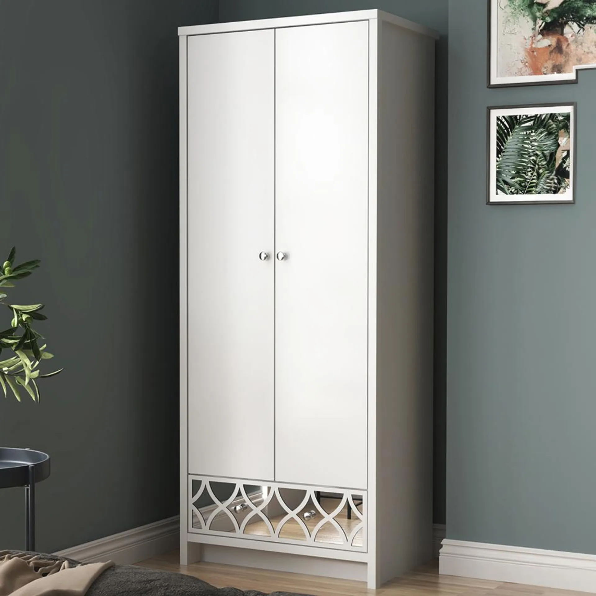 GFW Arianna 2 Door Single Drawer White Wardrobe