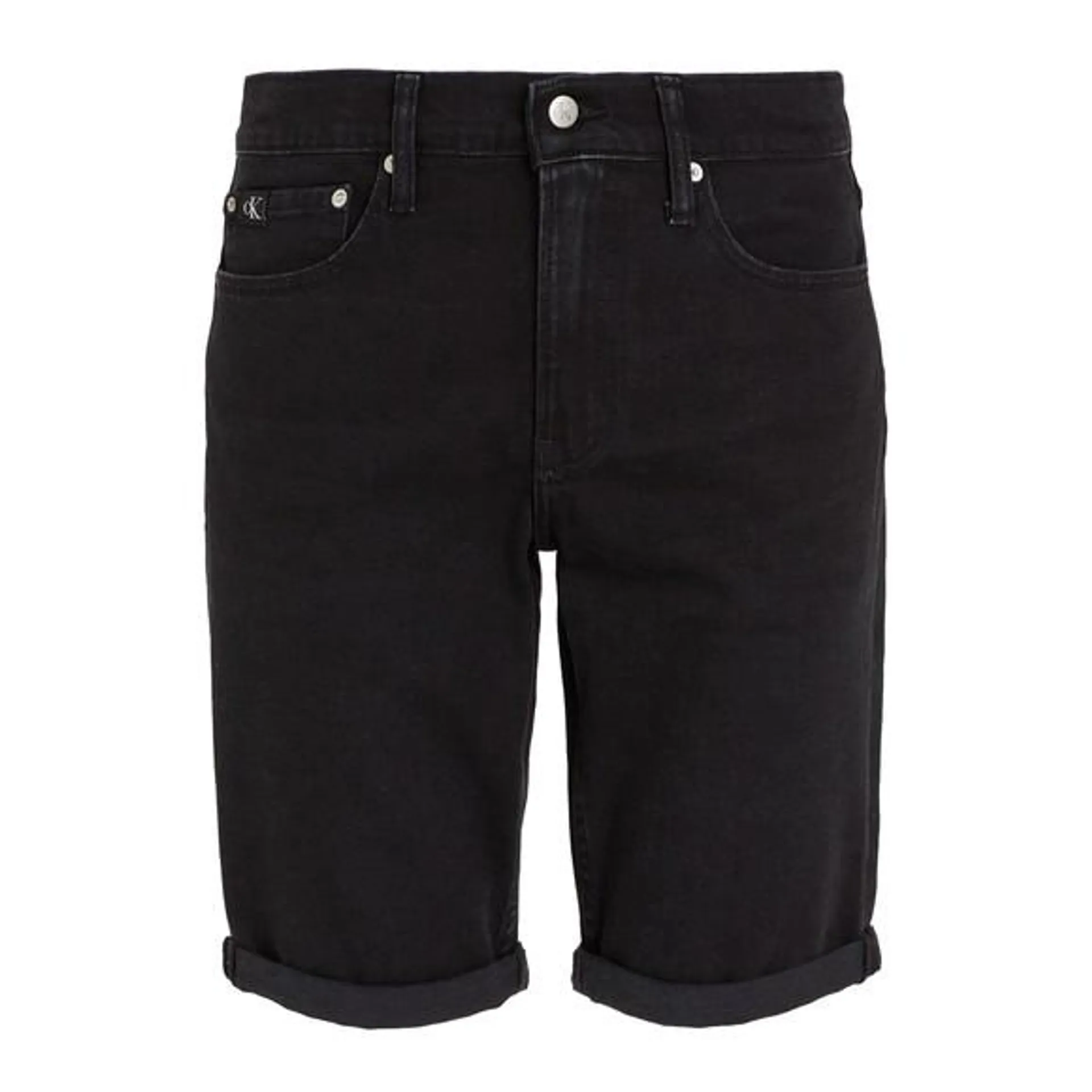 Mens Black Slim Fit Denim Short