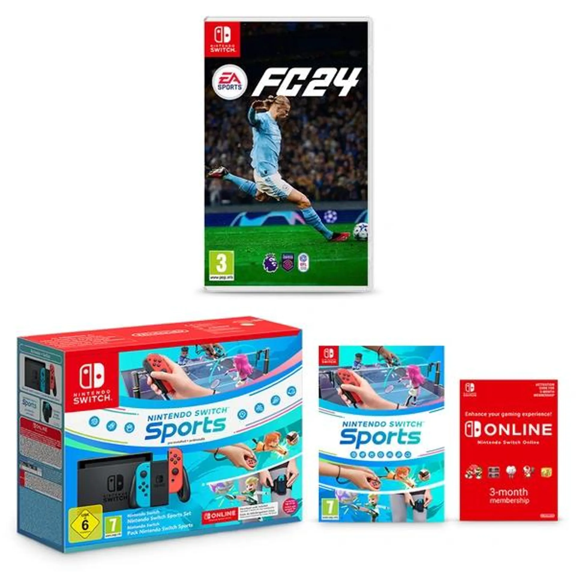 Nintendo Switch Neon Console, Switch Sports & EA Sports FC 24