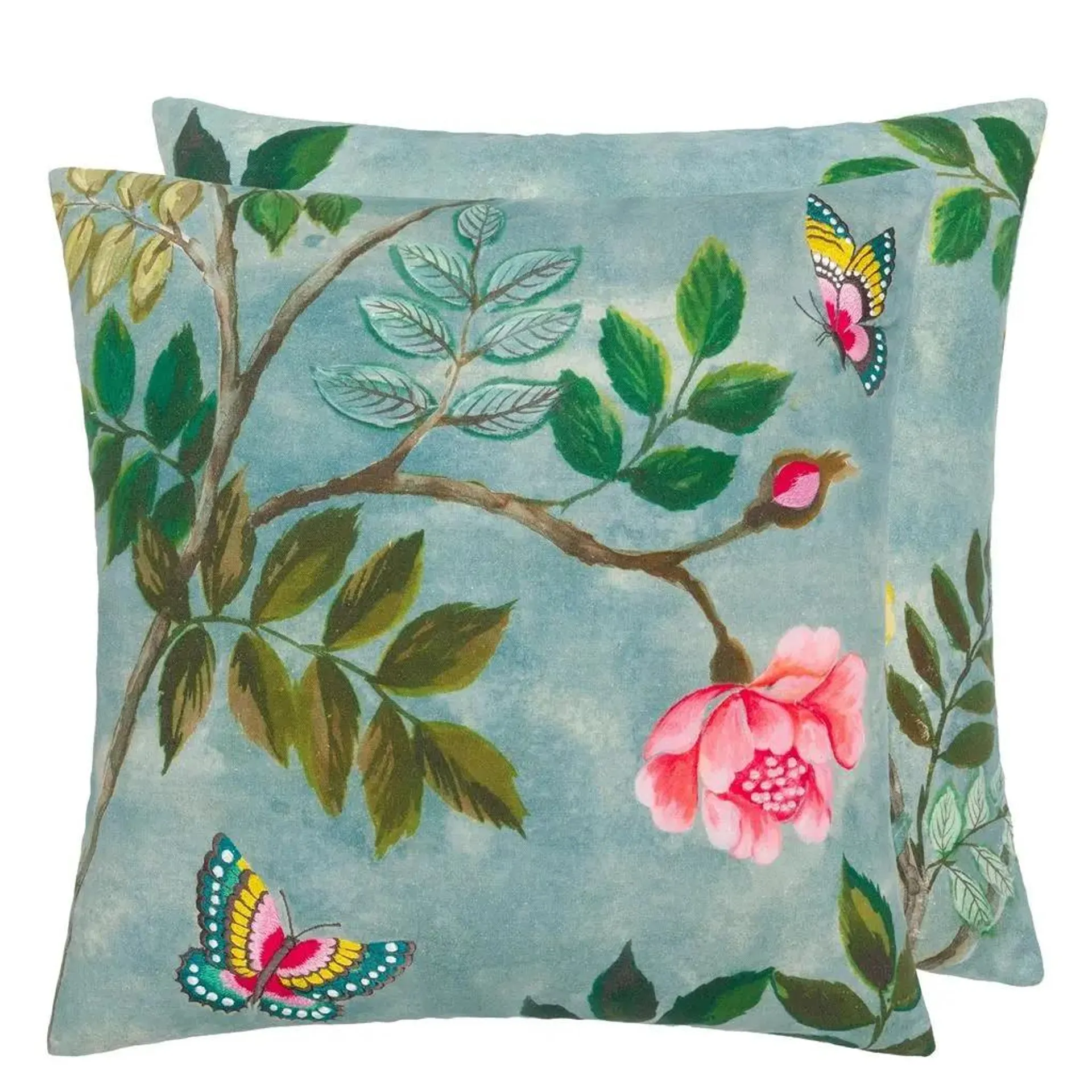 Papillon Chinois Teal Cotton/Linen Cushion