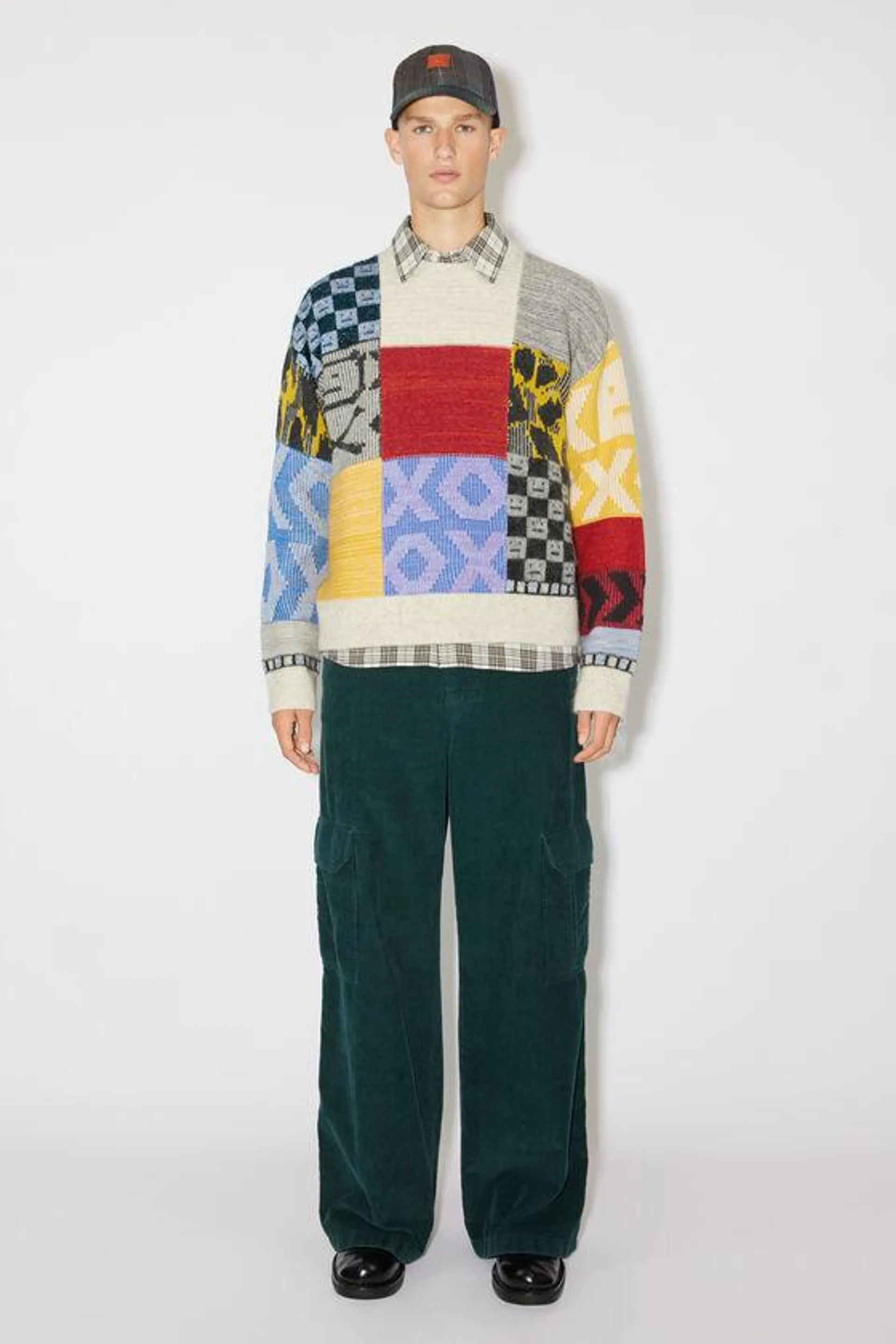 Patchwork crew neck jumper