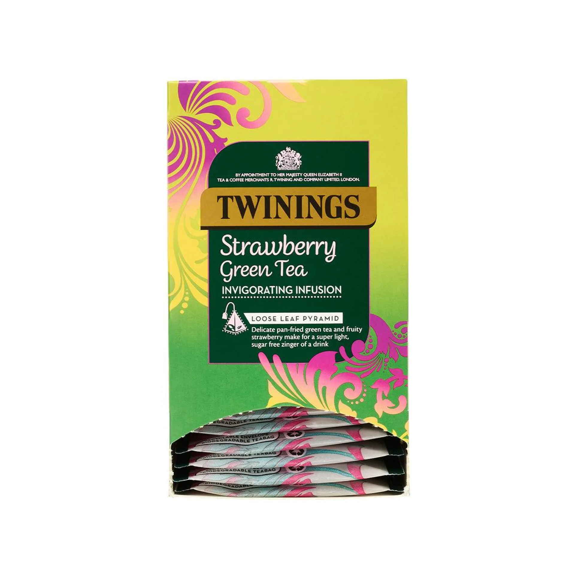 Strawberry Green Tea 15 Pyramid Bags (Individually Wrapped)