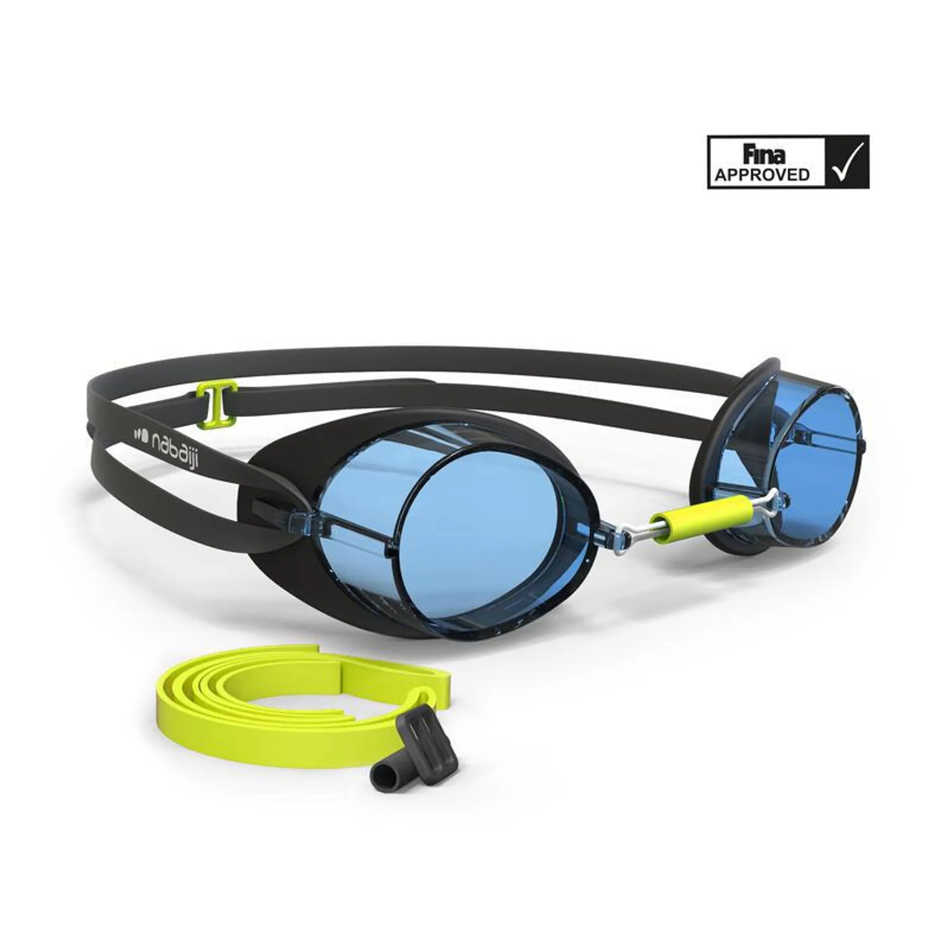 SWEDISH 900 SET ADULT SWIMMING GOGGLES CLEAR LENSES -BLACK YELLOW(FINA APPROVED)