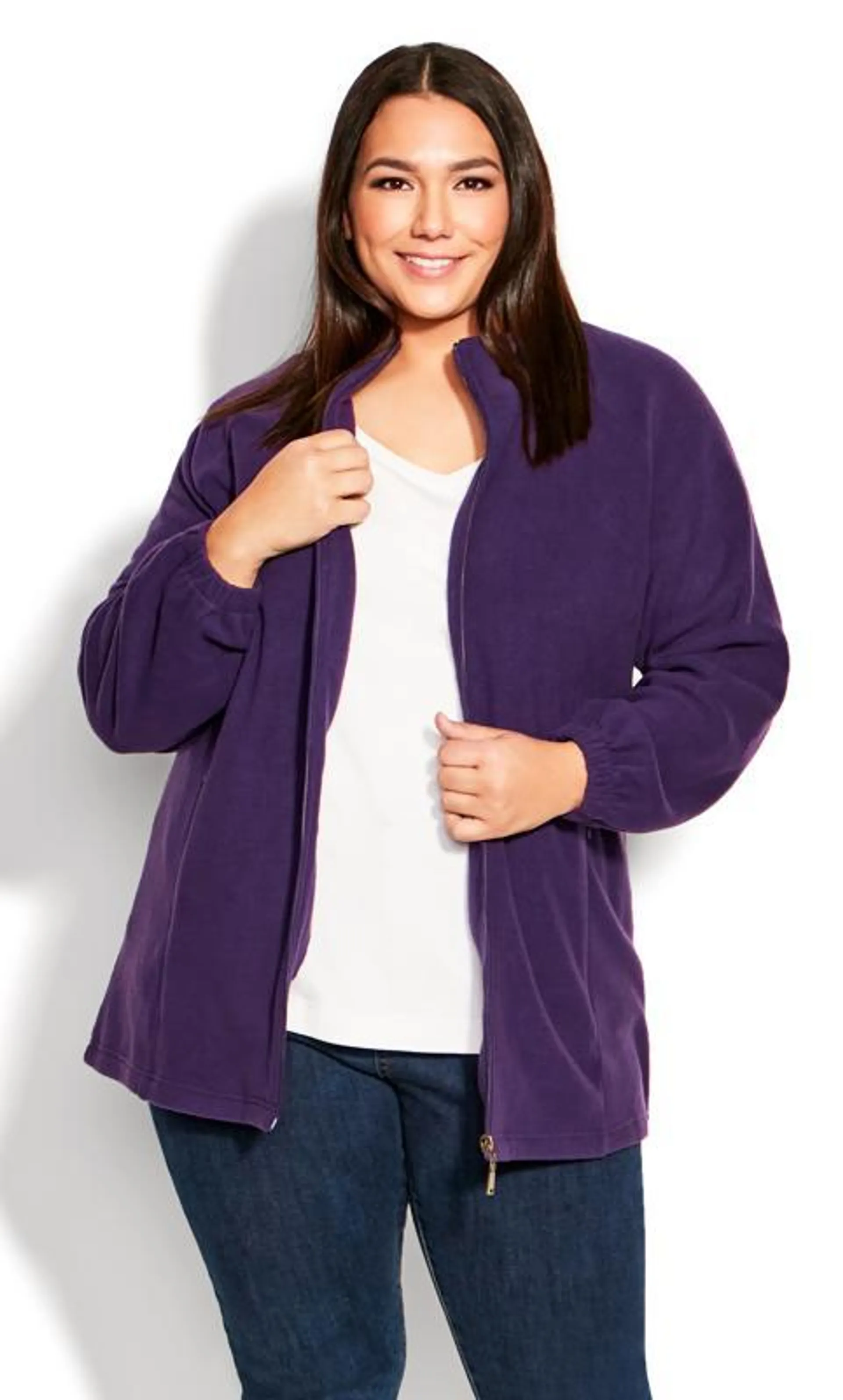 Avenue Purple Polar Fleece Zip Jacket