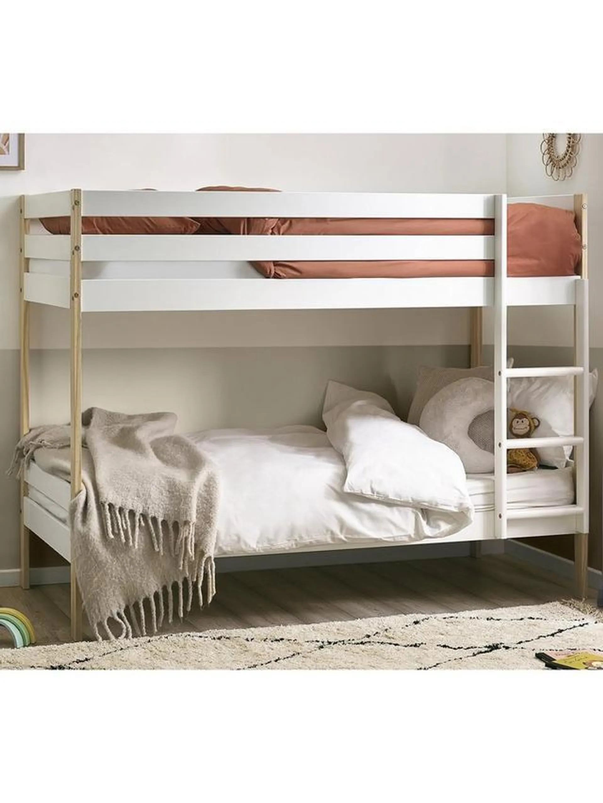 Nellie Bunk Bed, Single, White/Pine