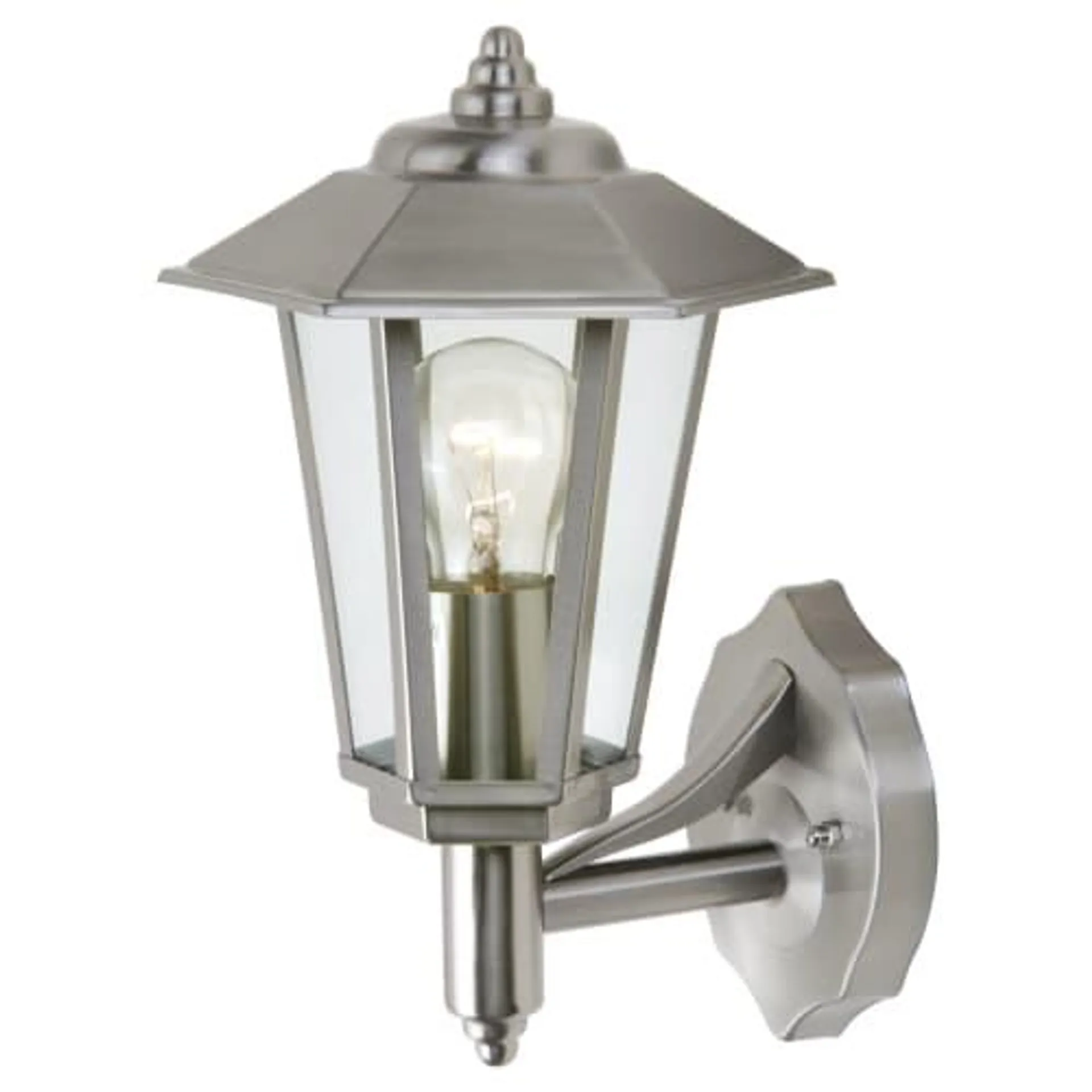 Lutec Grosvenor Stainless Steel 6 Sided Lantern Wall Light