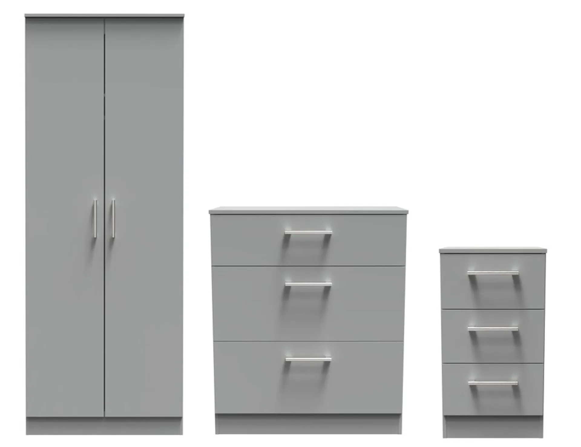 Denver Ready Assembled 3 Piece Bedroom Furniture Set - Grey