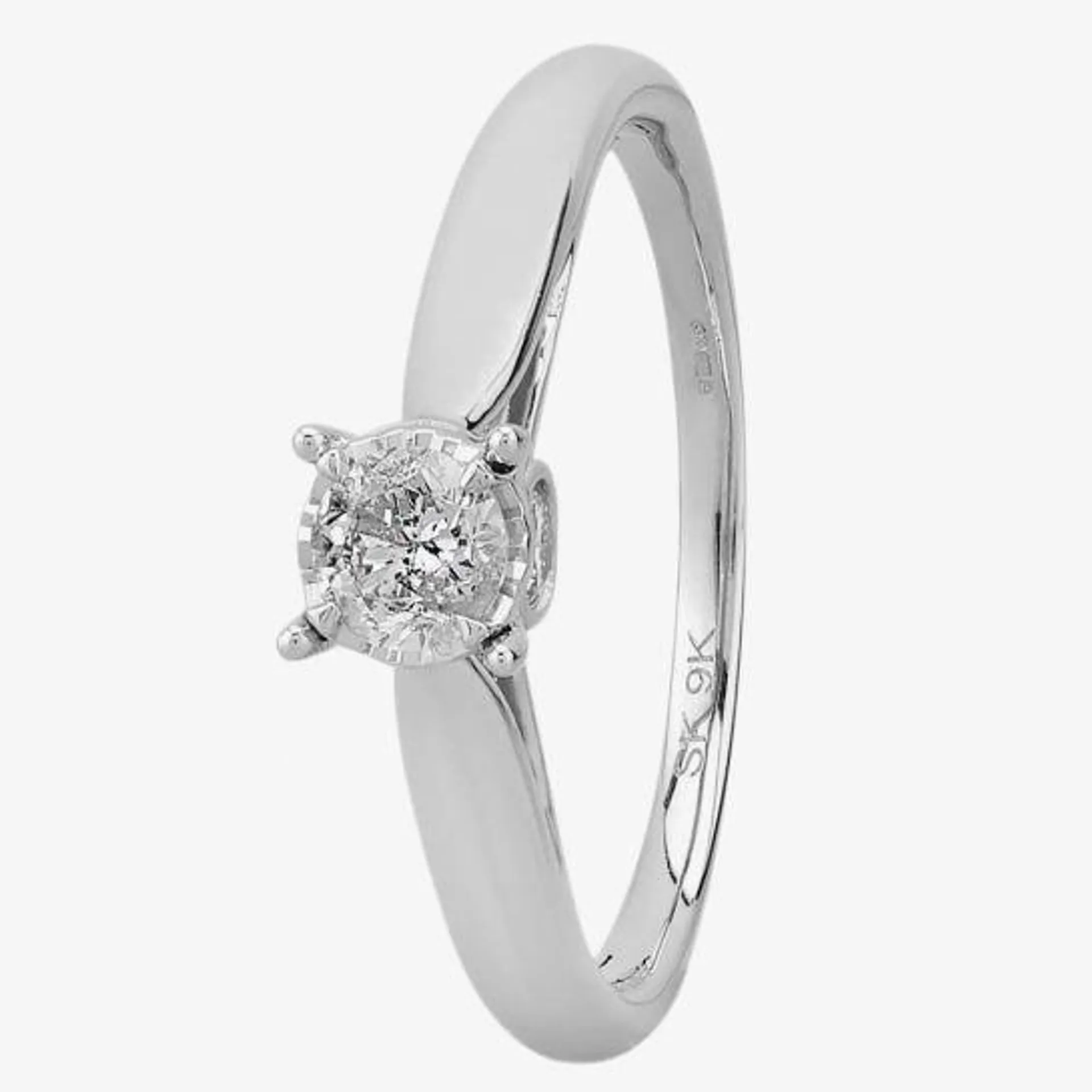 9ct White Gold 0.50ct Diamond Bridge Accent Solitaire Ring THR15625-50