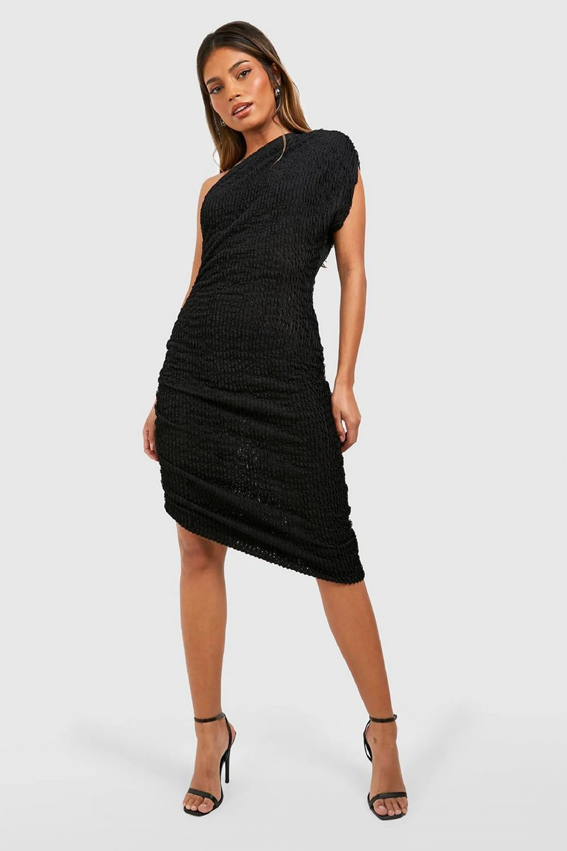 One Shoulder Knitted Assymetric Midaxi Dress