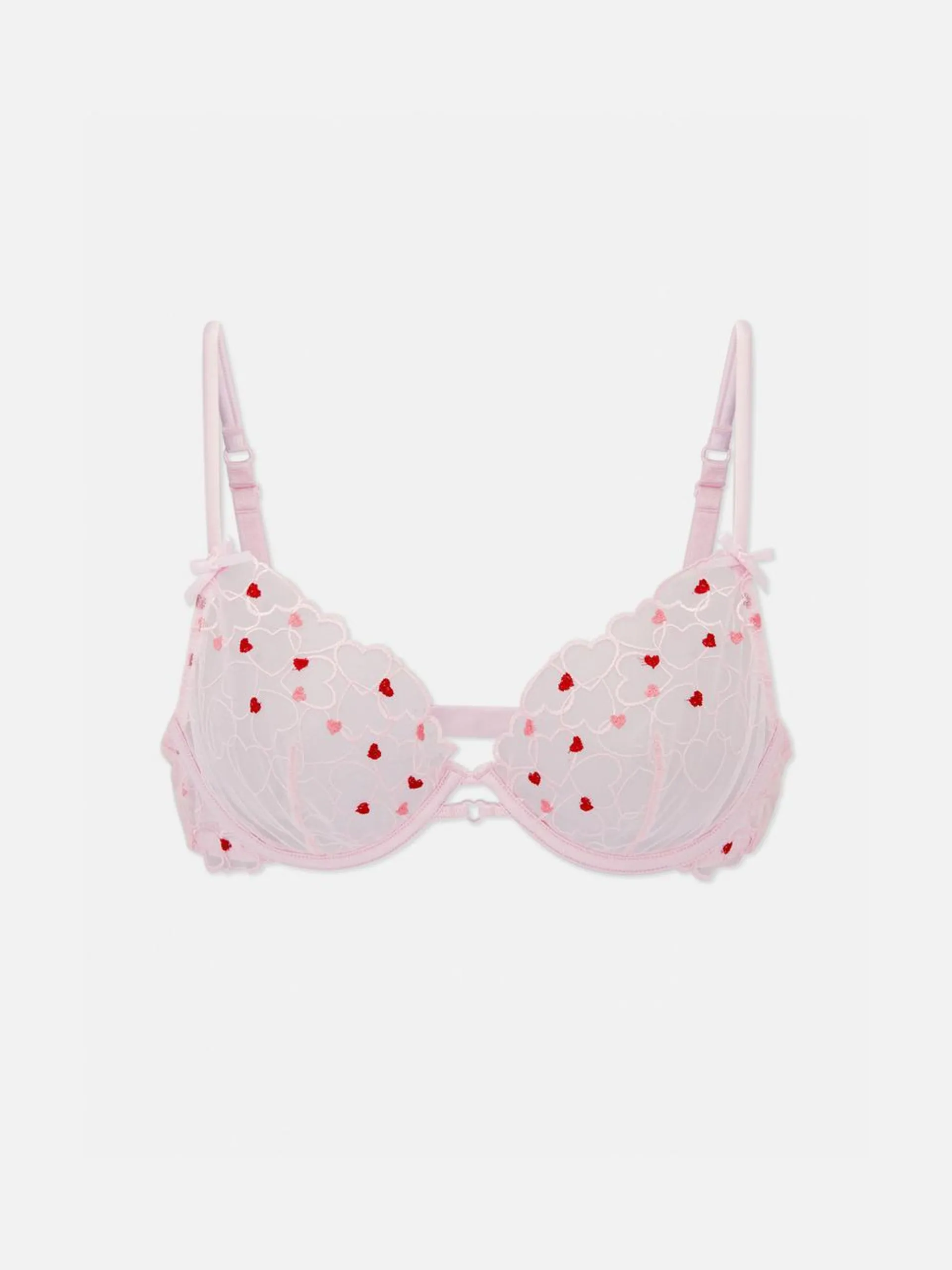 A-D Embroidered Heart Bra