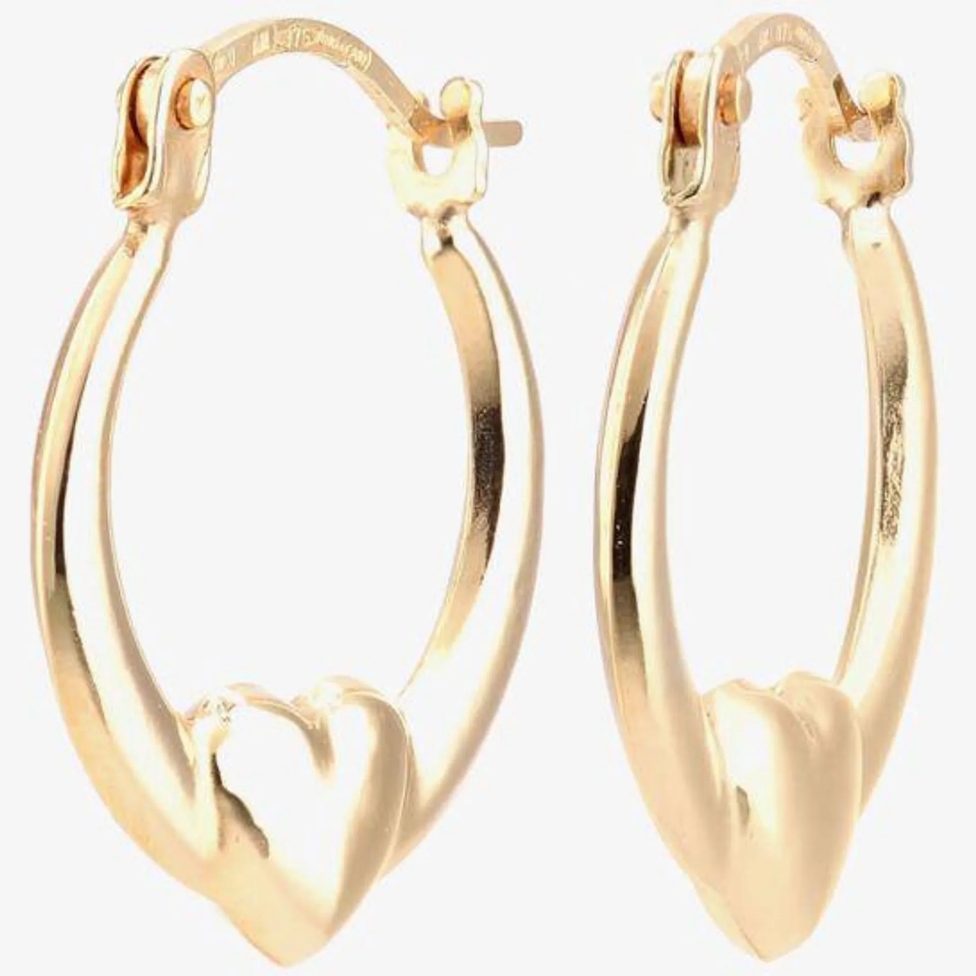 9ct Yellow Gold Heart Creole Earrings UER129Y