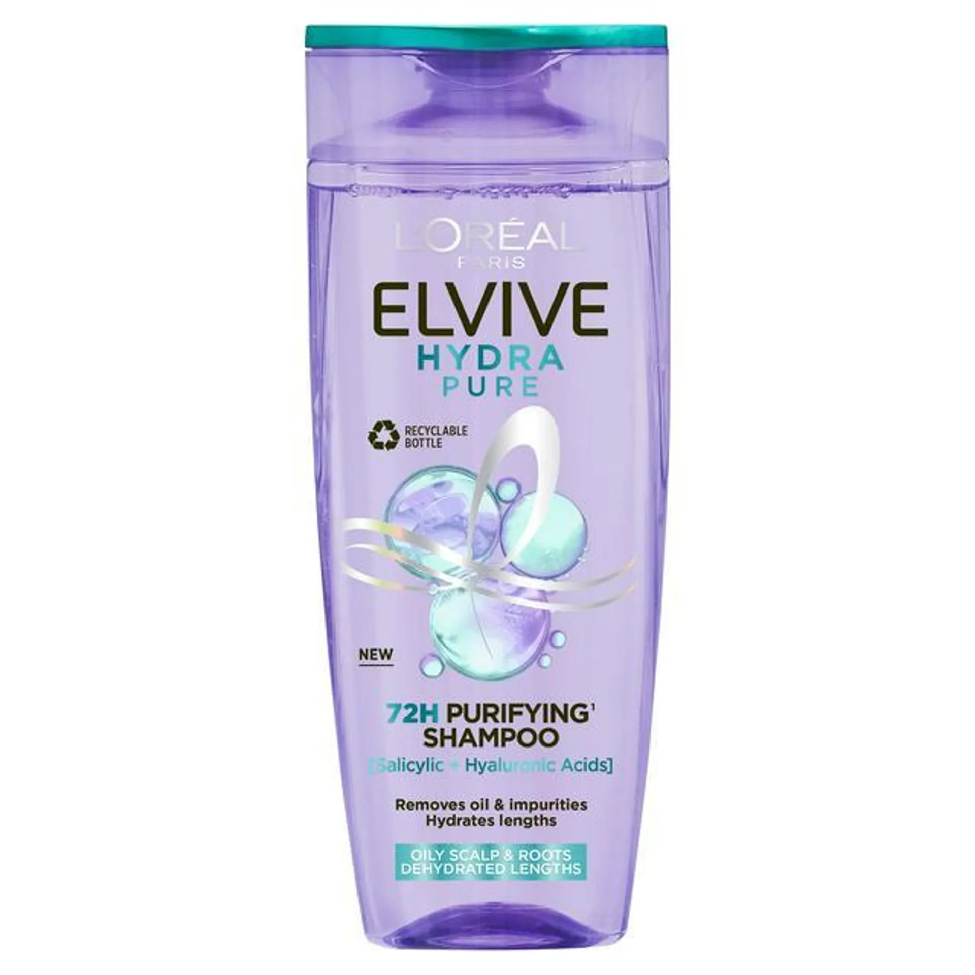 L'Oréal Paris Elvive Hydra Pure 72h Purifying Shampoo with Hyaluronic & Salicylic Acids 400ml
