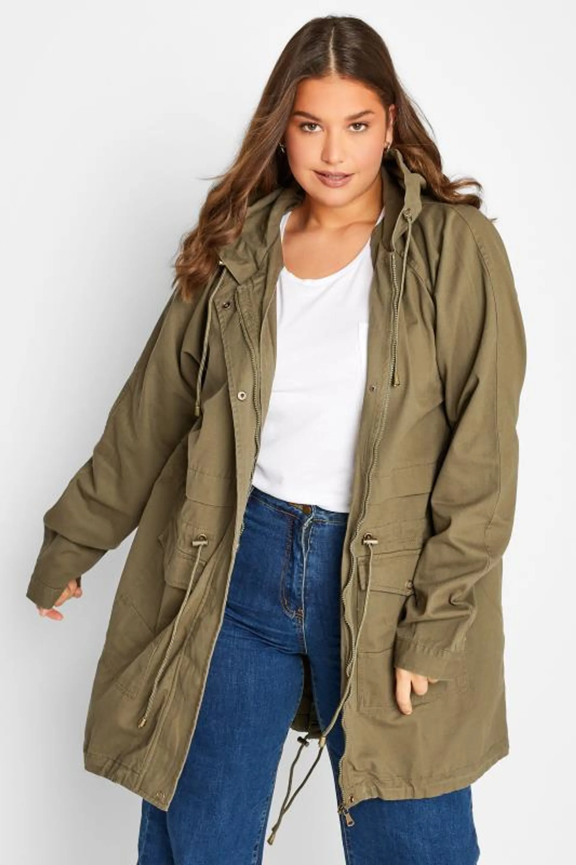 LTS Tall Khaki Green Cotton Twill Parka