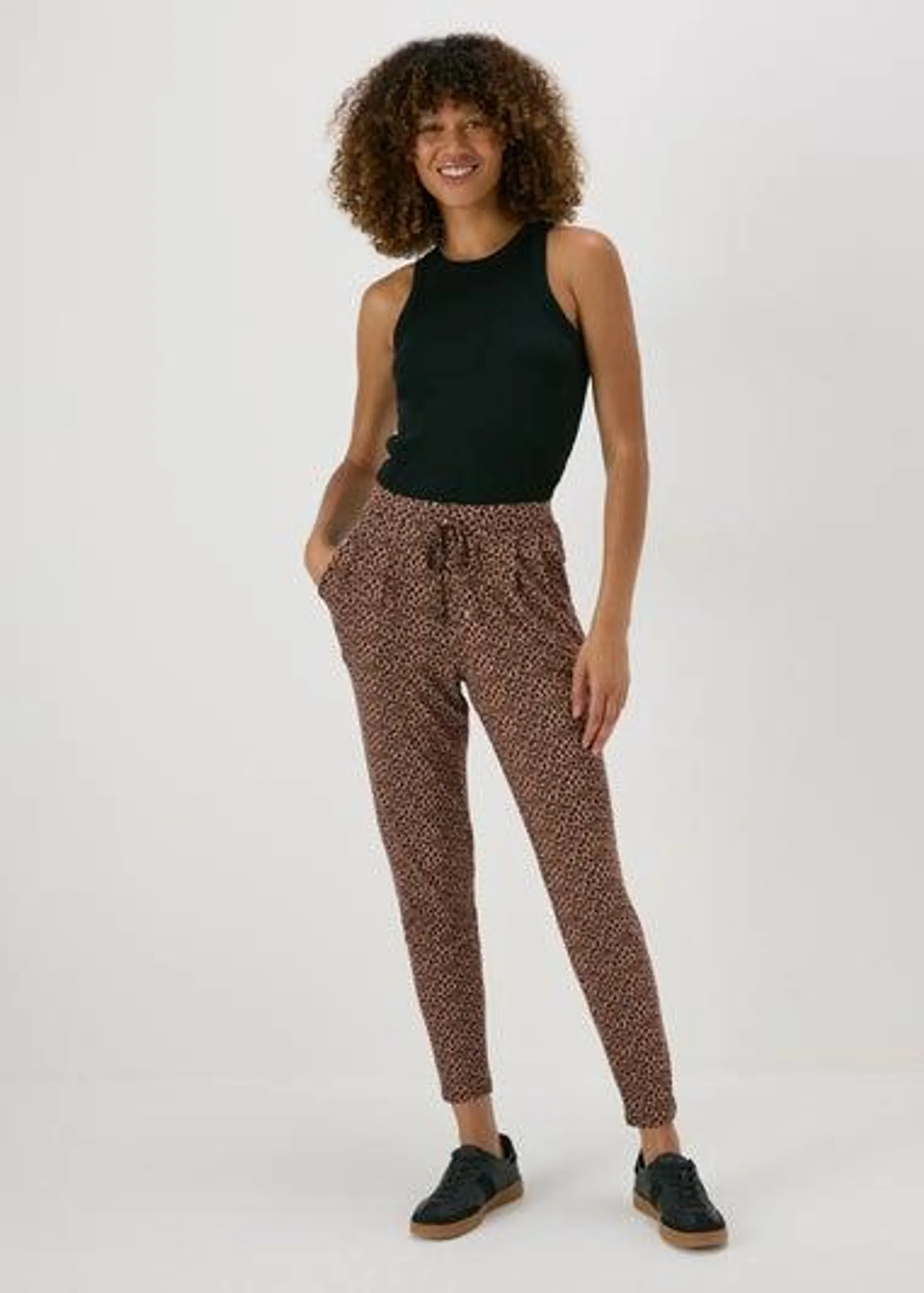 Brown Animal Print Harem Trousers