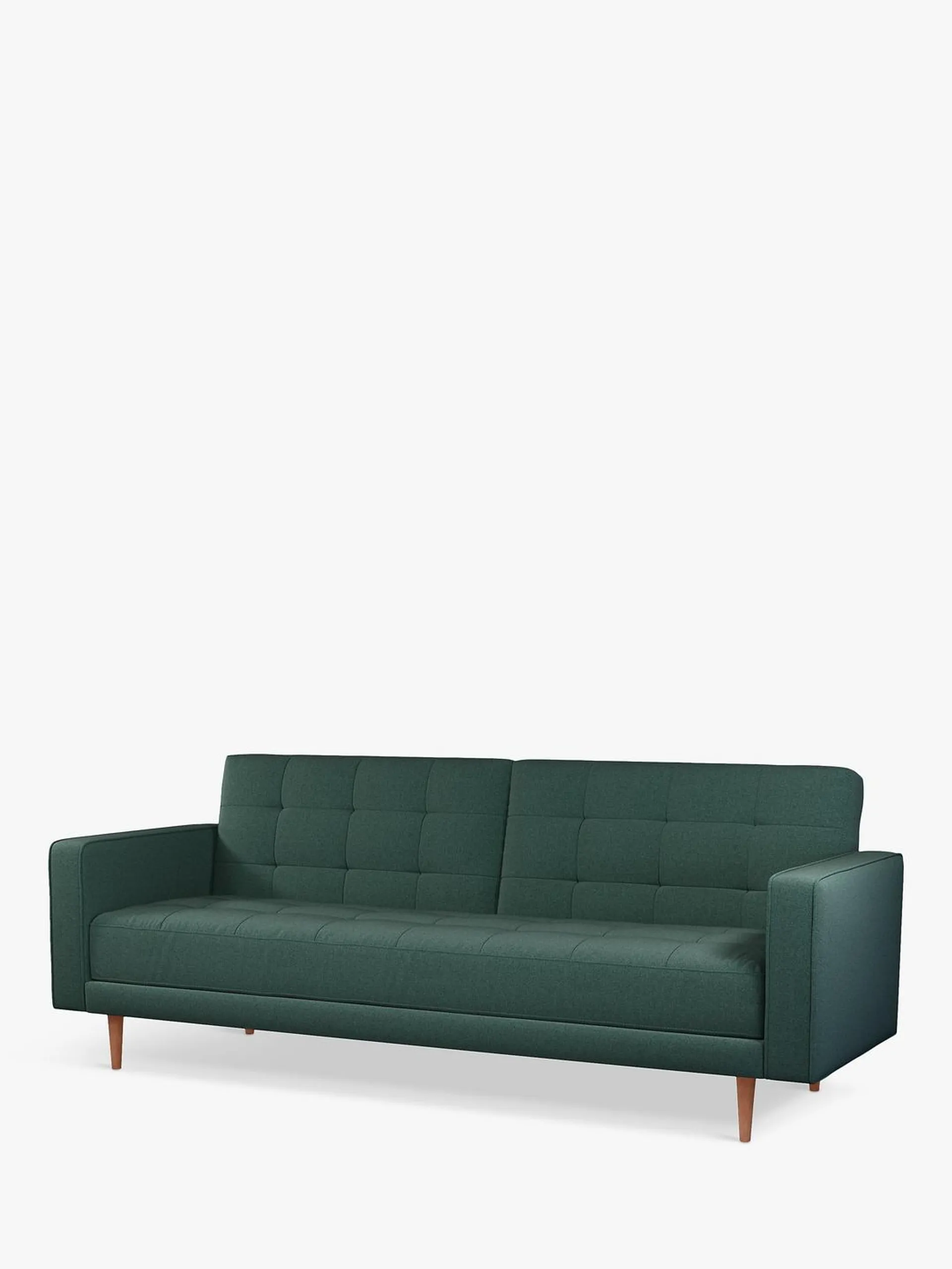 John Lewis Quilted Large 3 Seater Sofa Bed, Dark Leg, Verde Green