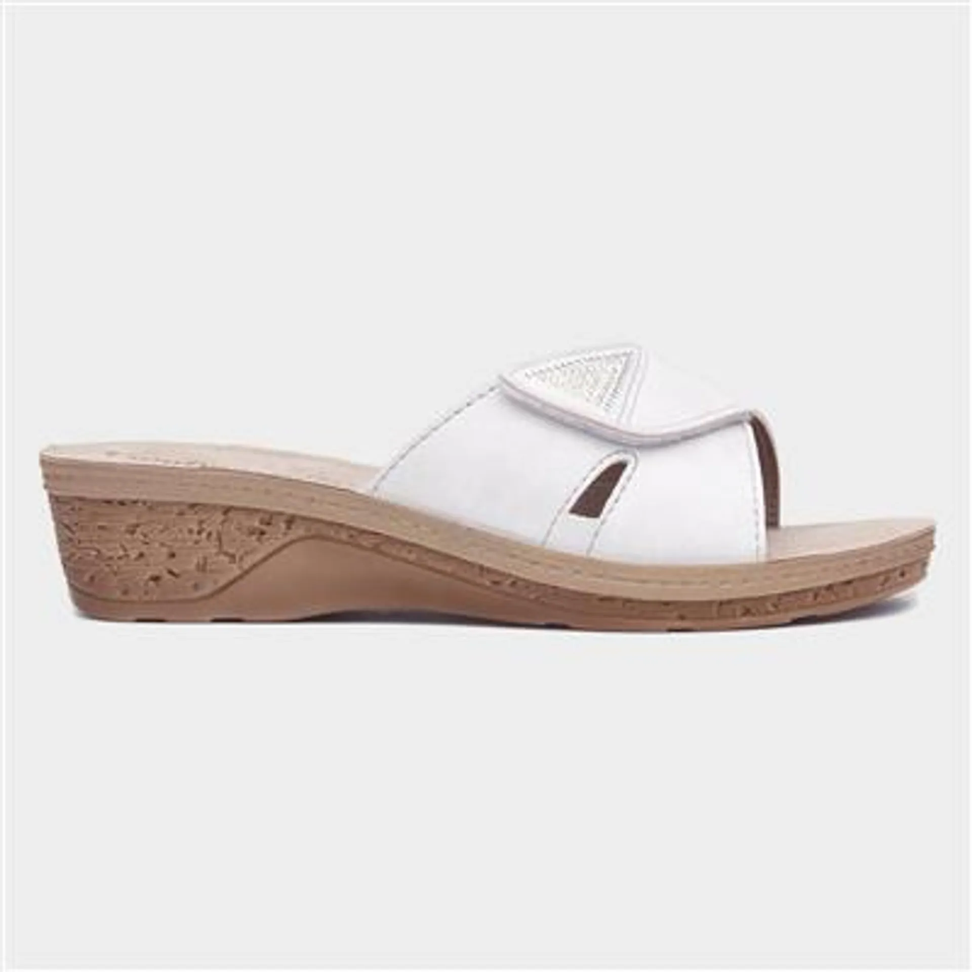 Nice Womens White Wedge Mule Sandal