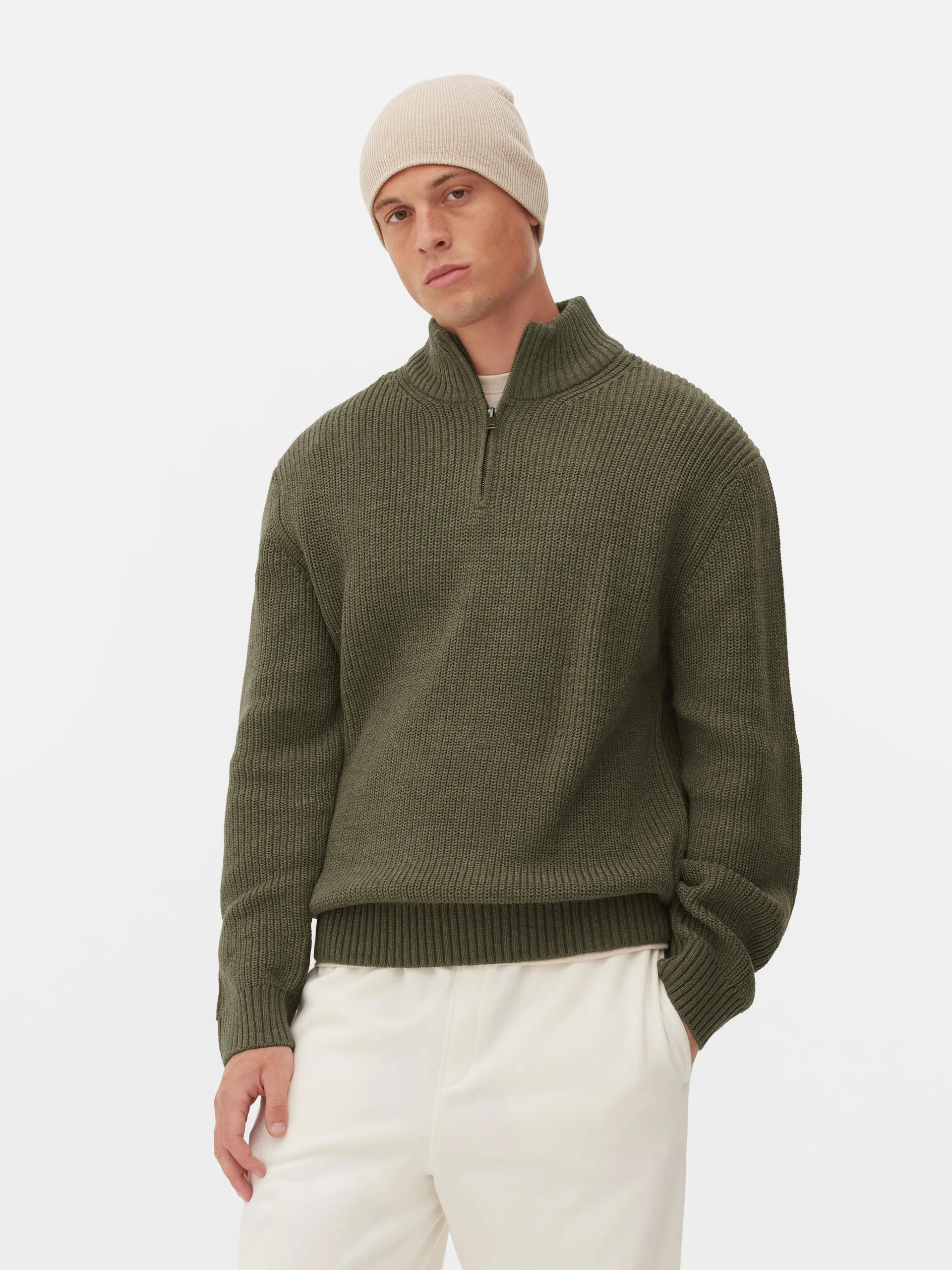 Rib-Knit Half-Zip Jumper