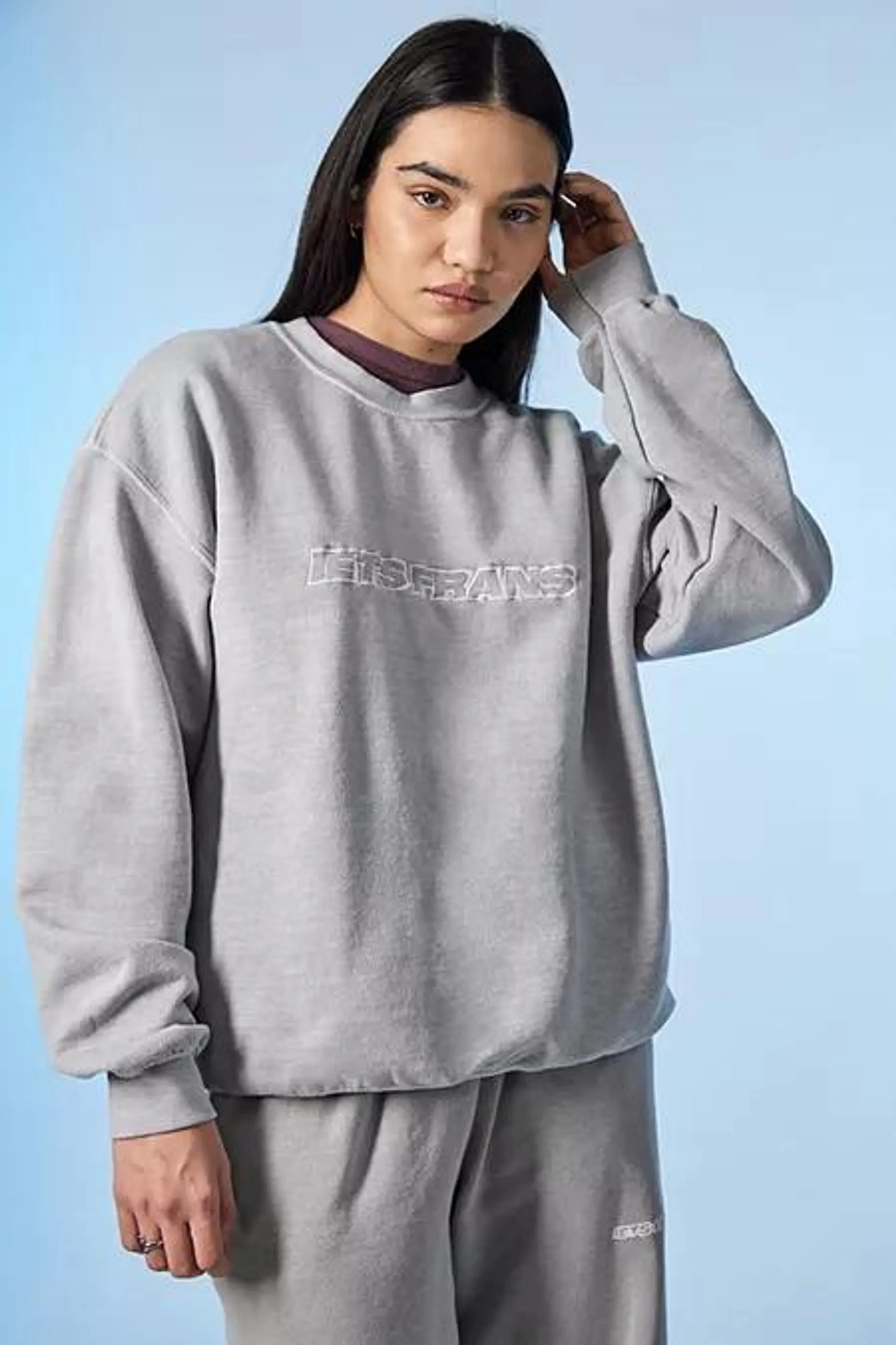 iets frans... Grey Big Embroidered Sweatshirt