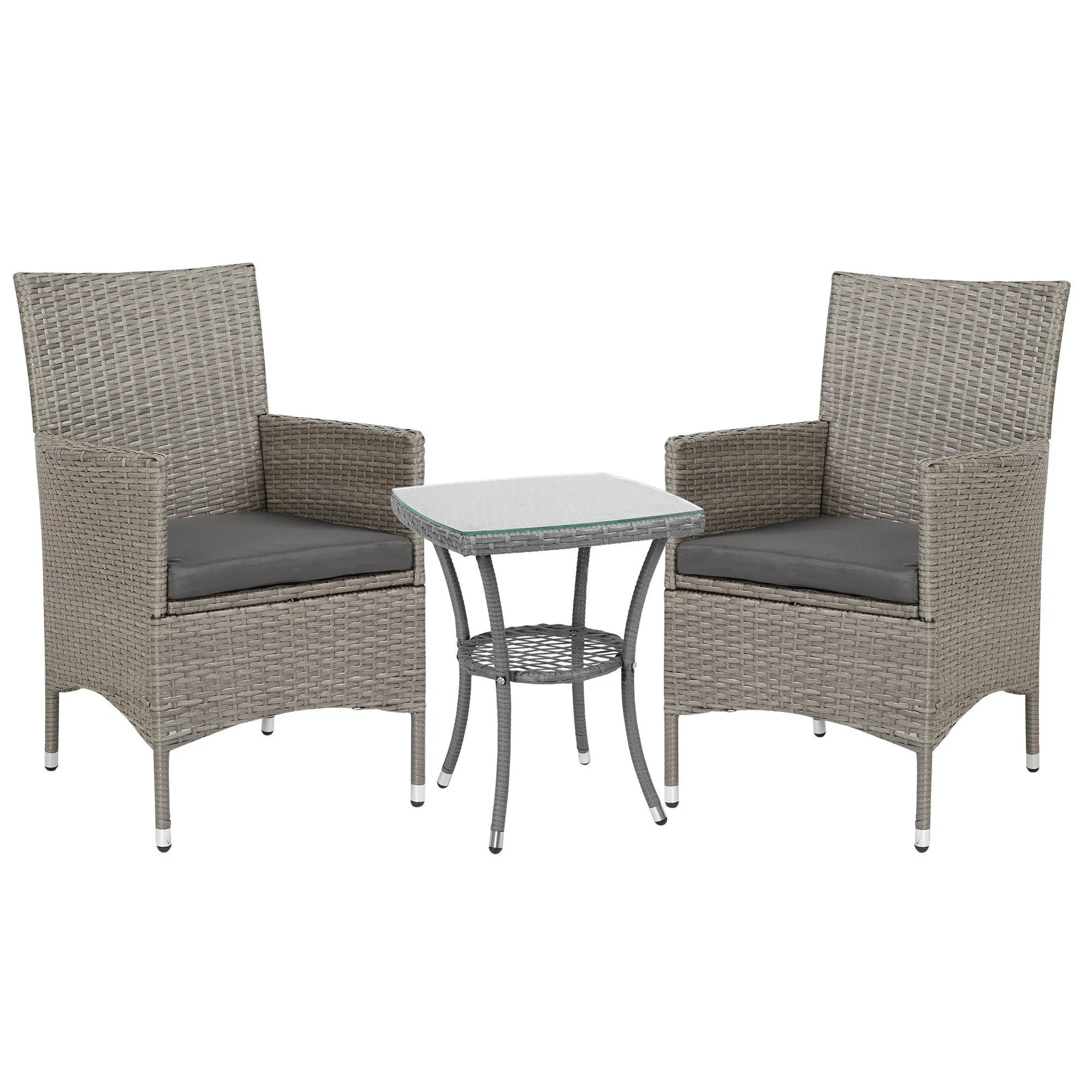 Outsunny Rattan Bistro set 3pc - Grey