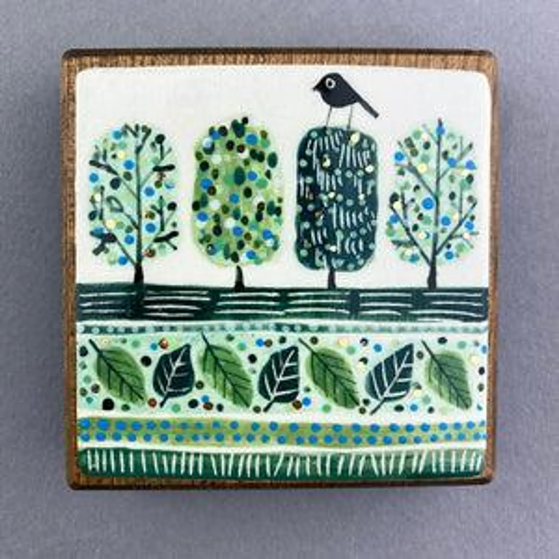 Walnut Mounted Tile - Trees