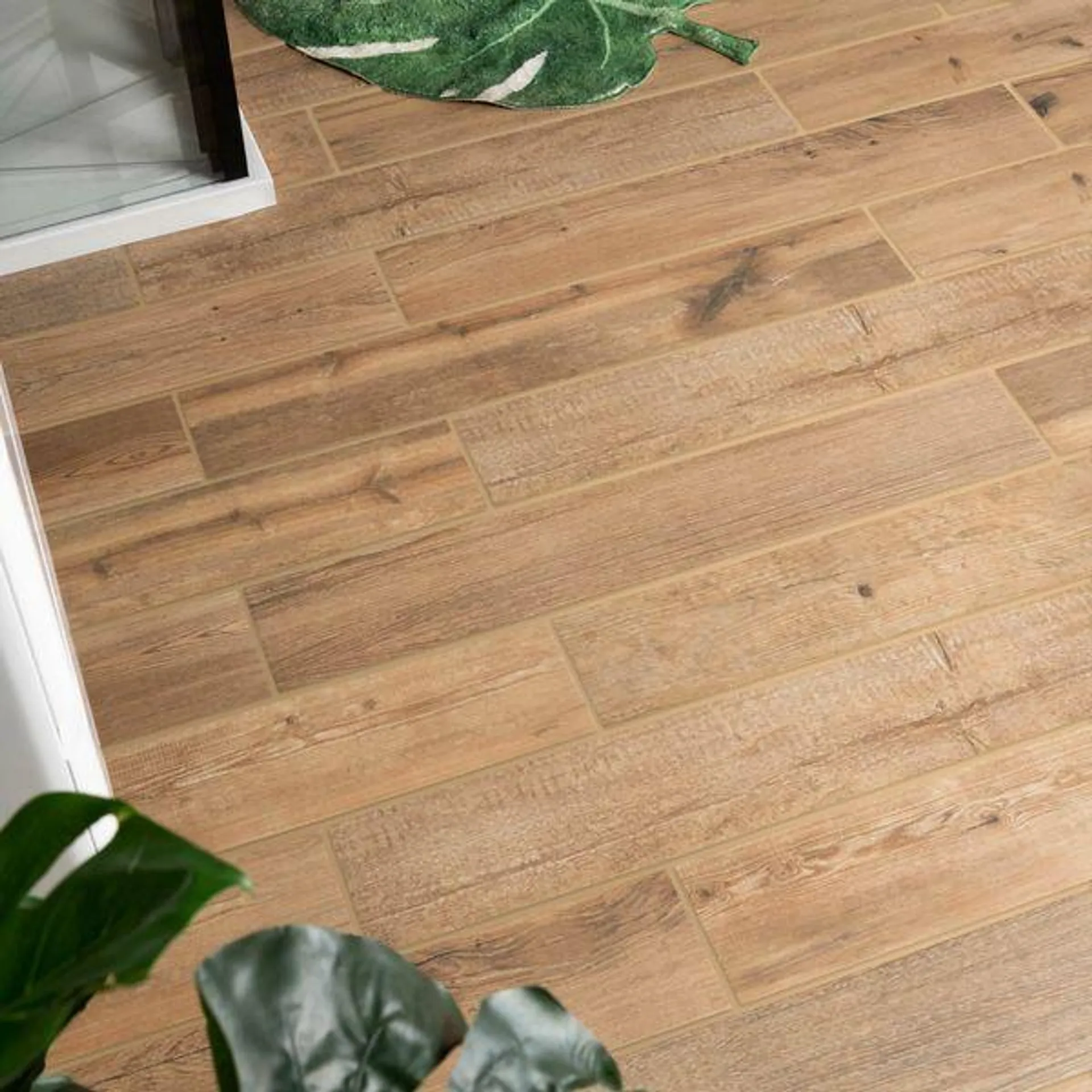 Oakdale Warm Oak Wood Effect Porcelain Floor Tiles