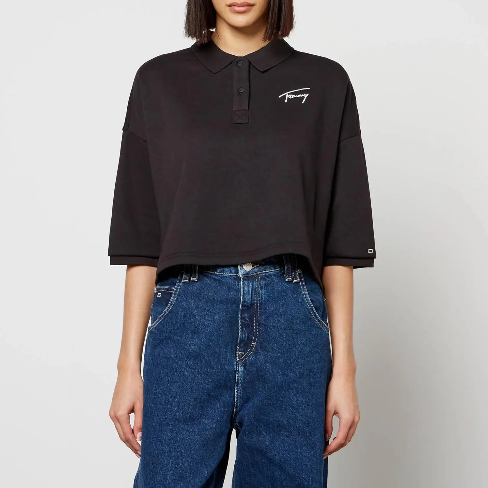 Tommy Jeans Signature Crop Jersey Polo Top