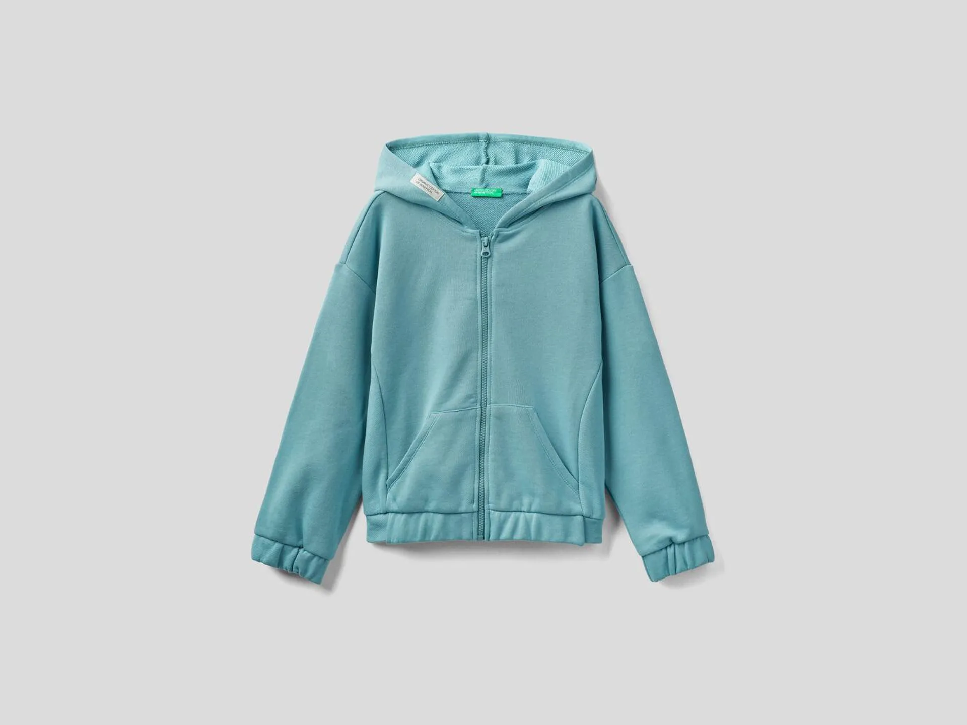 Hoodie with zip in organic cotton