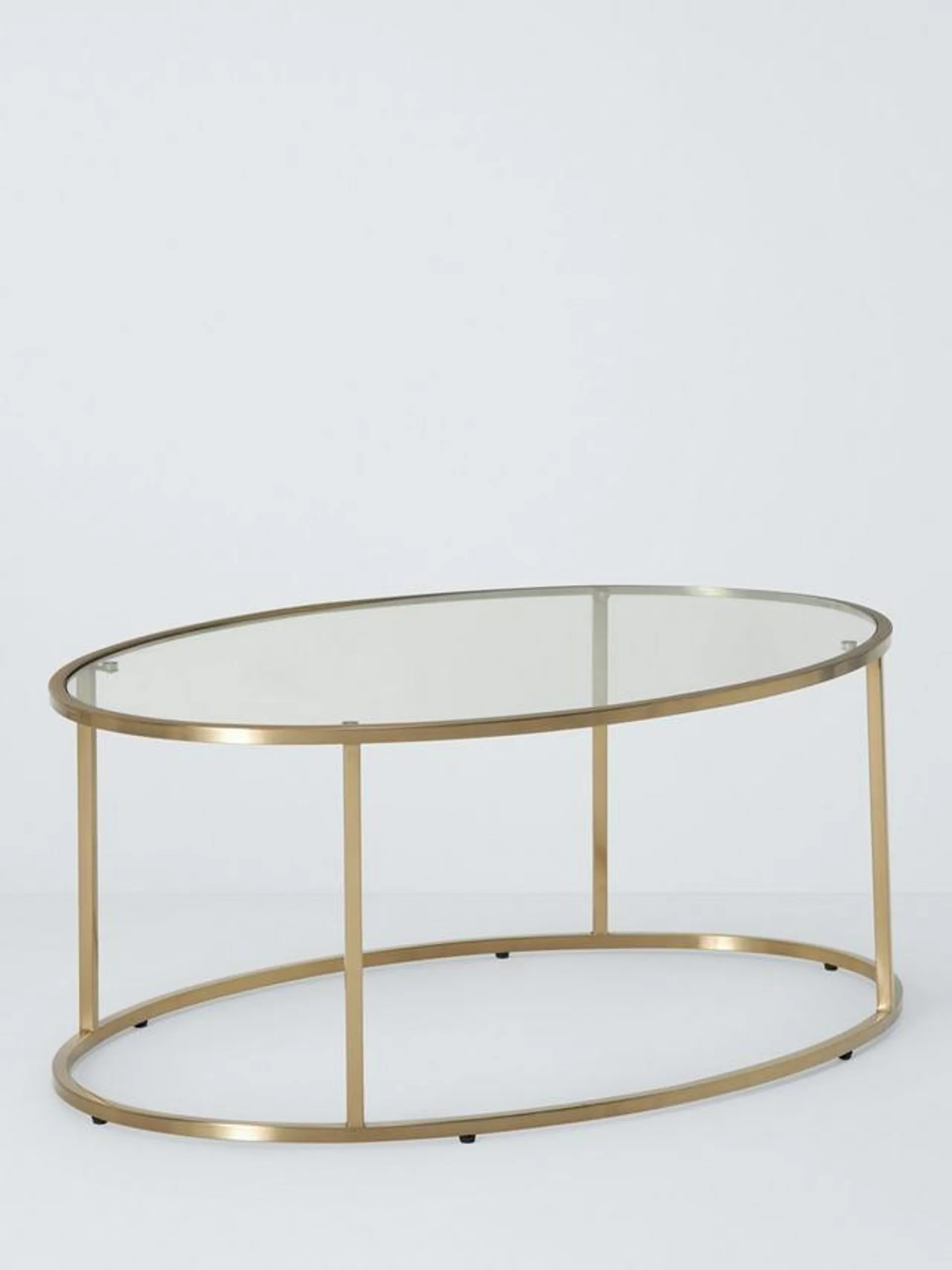 Langham Oval Glass Coffee Table, Brass