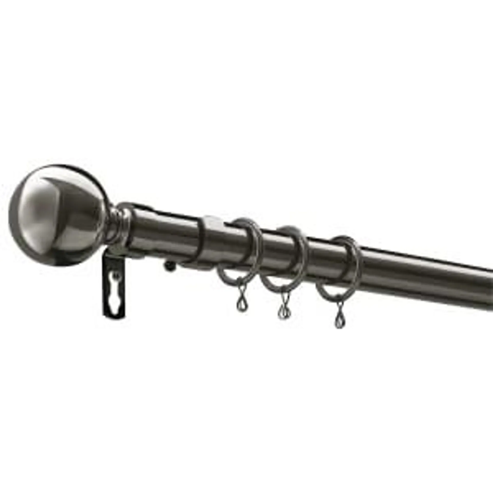 Wickes 25/28 Extendable Ball Finial Curtain Pole Black Nickel 1.2m - 3.6m