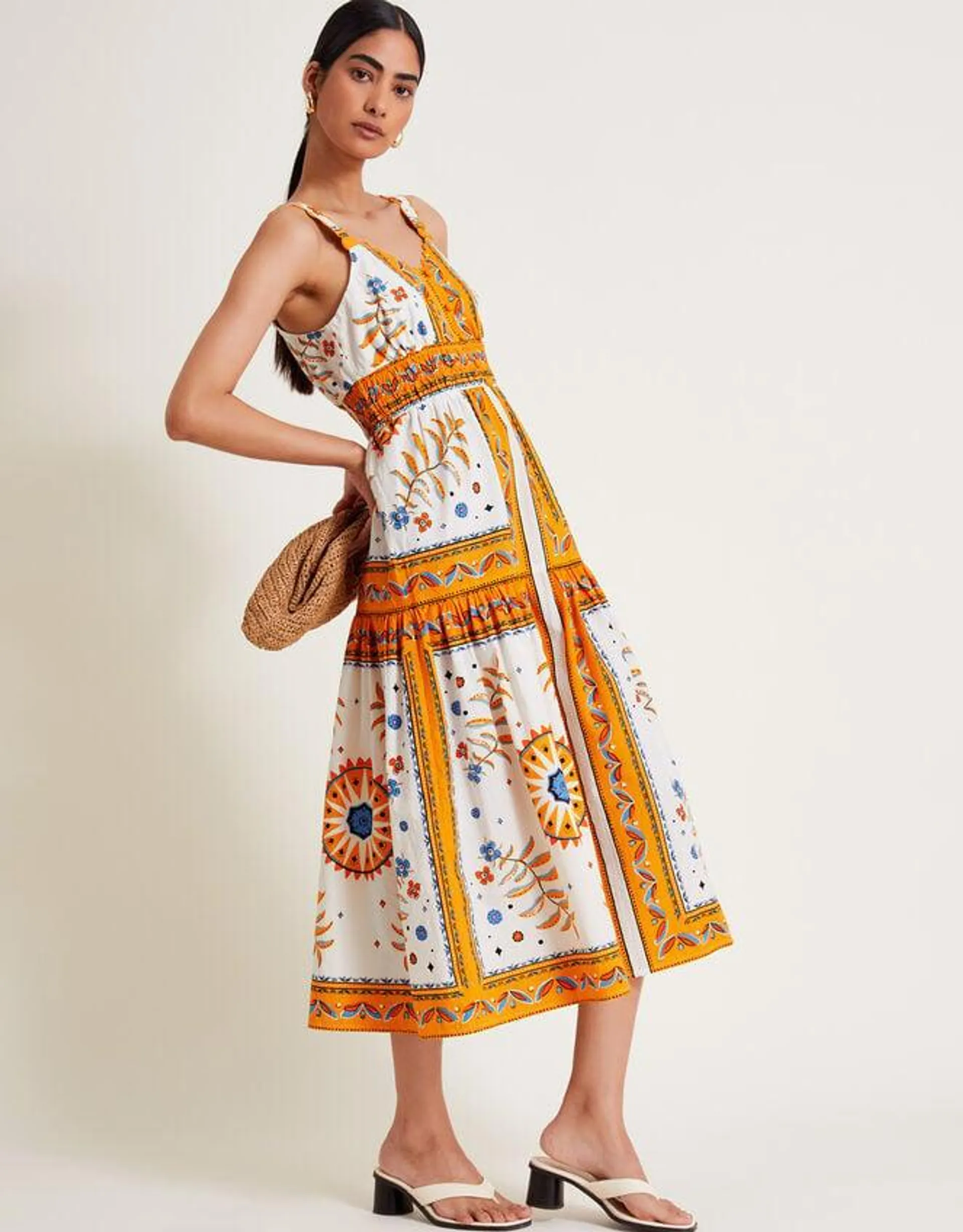 Anya Border Print Dress Yellow