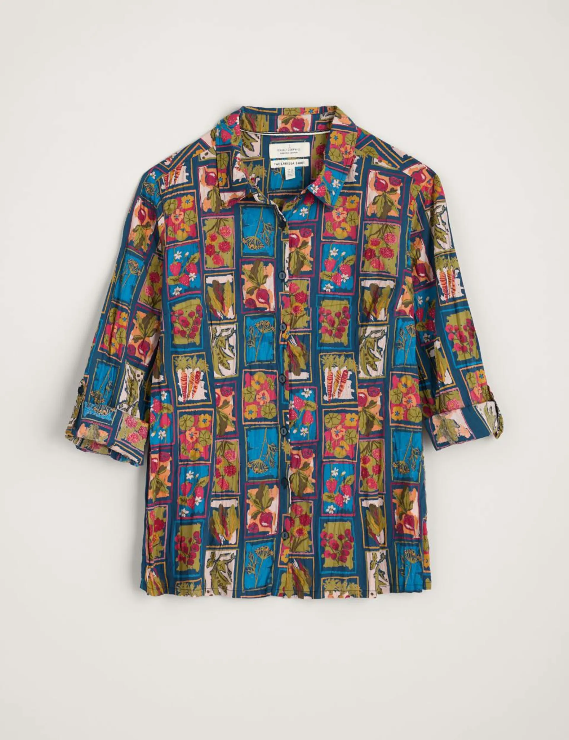 Pure Cotton Printed Crinkle Collared Shirt