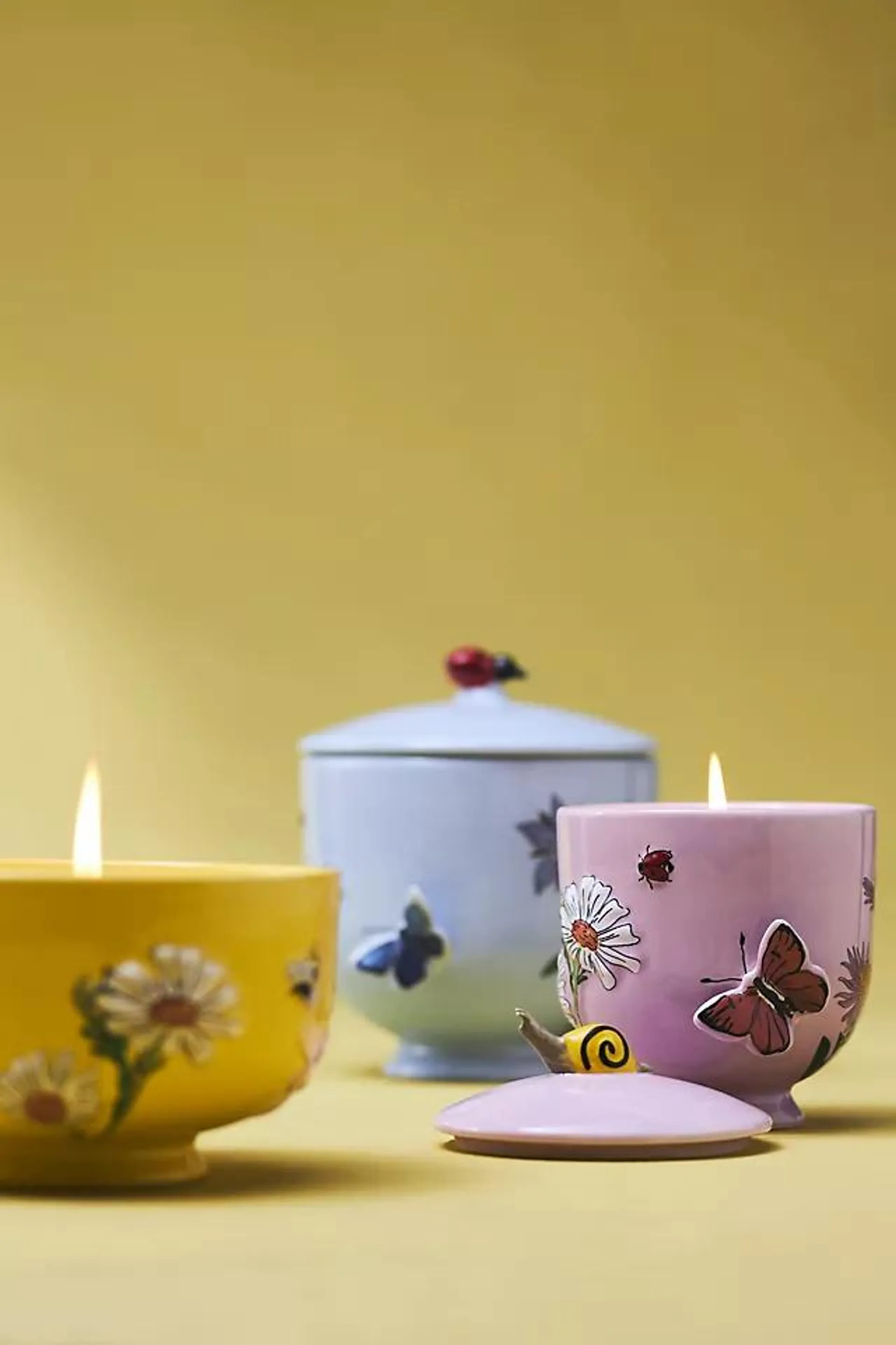 Faye Floral Jasmine Blossom Yellow Ceramic Candle