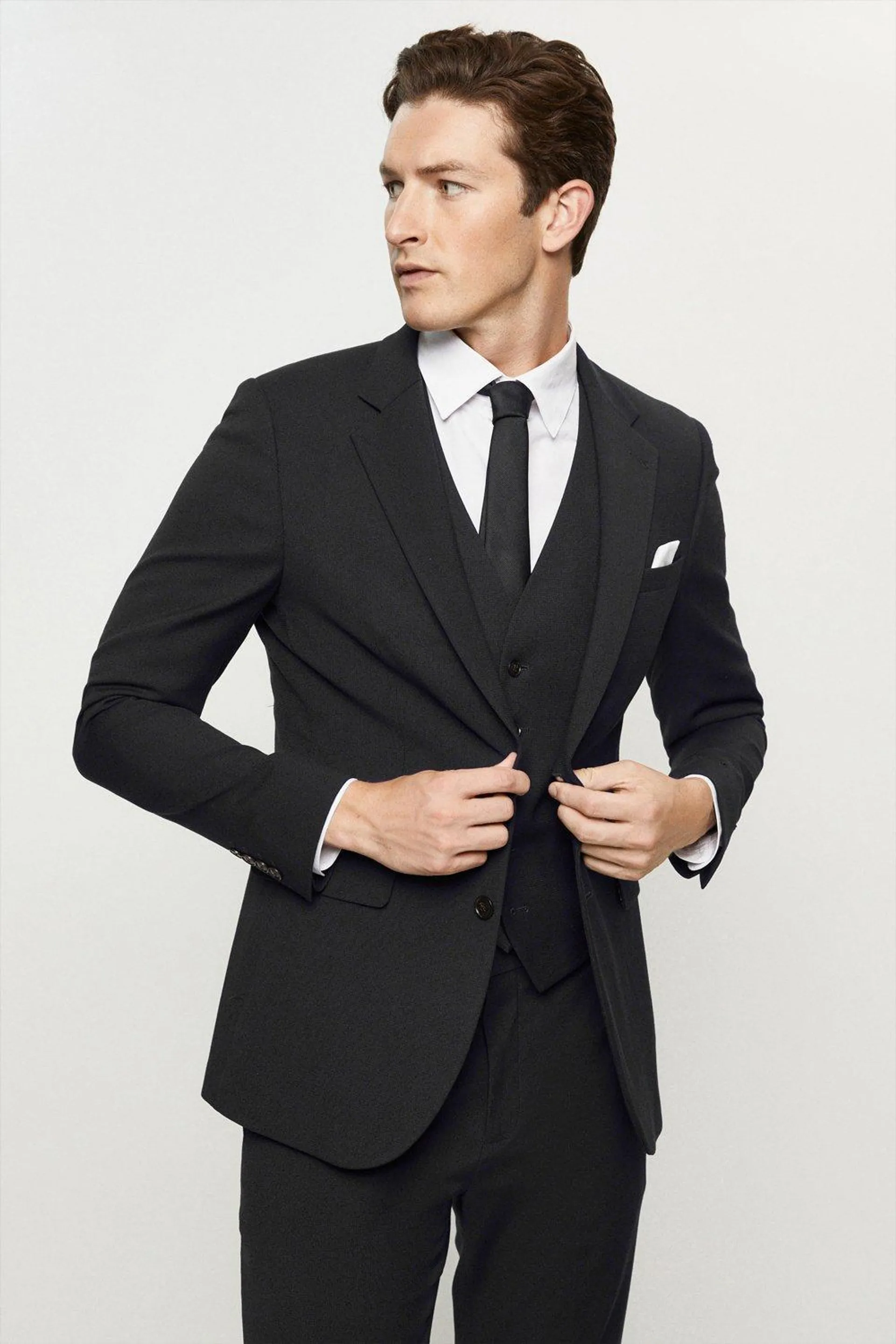 Slim Fit Black Essential Suit Trousers